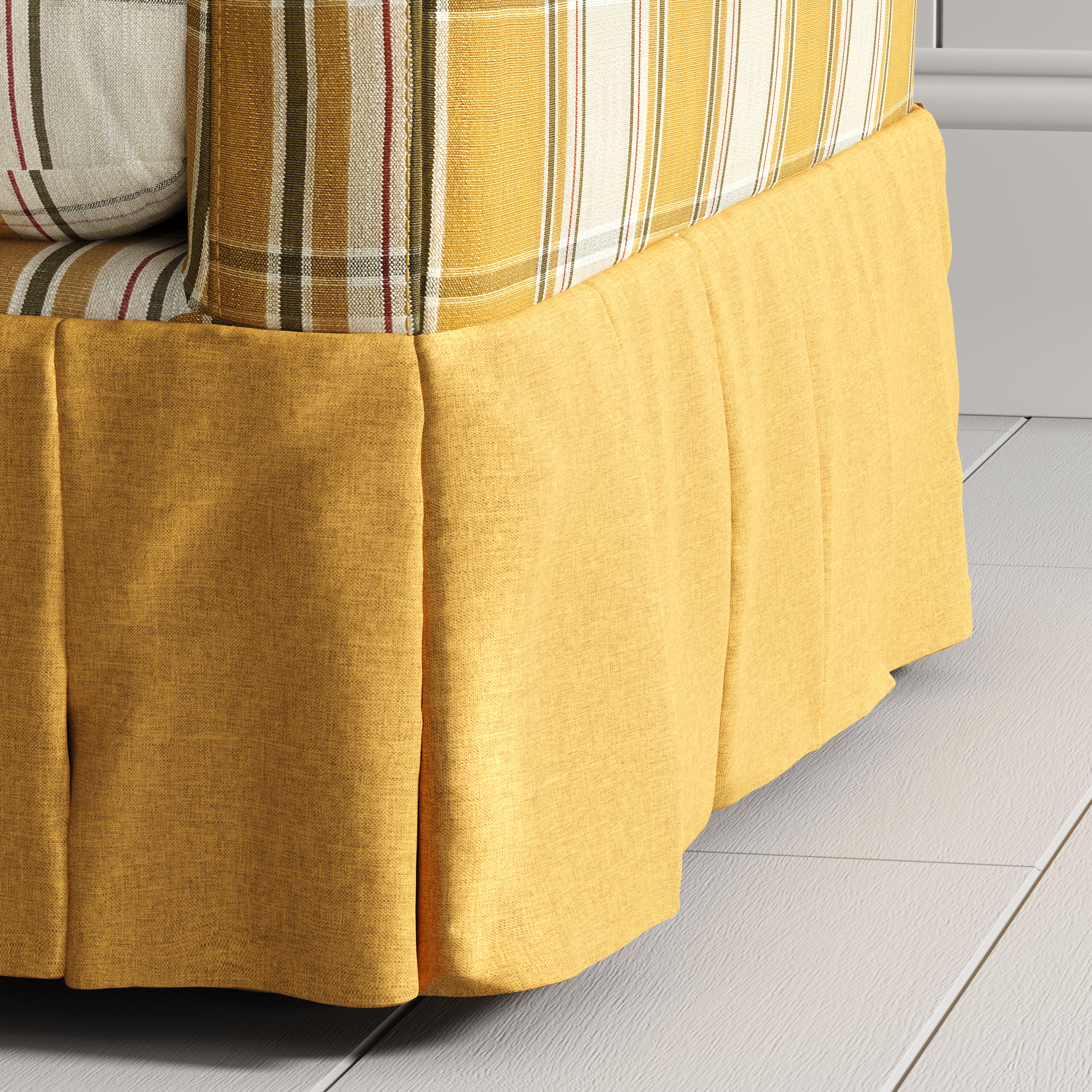 Cottonfy Country Check Sofa with Removable Skirted Covers