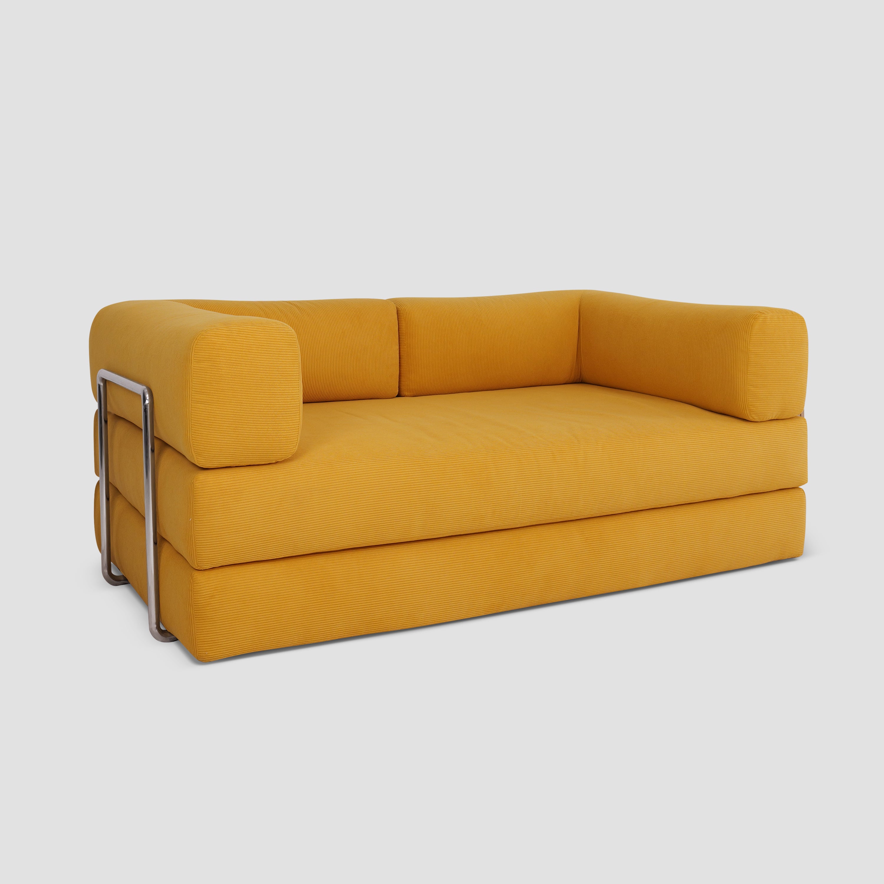 Teddy Corduroy Fabric Foam Modular Sofa Yellow