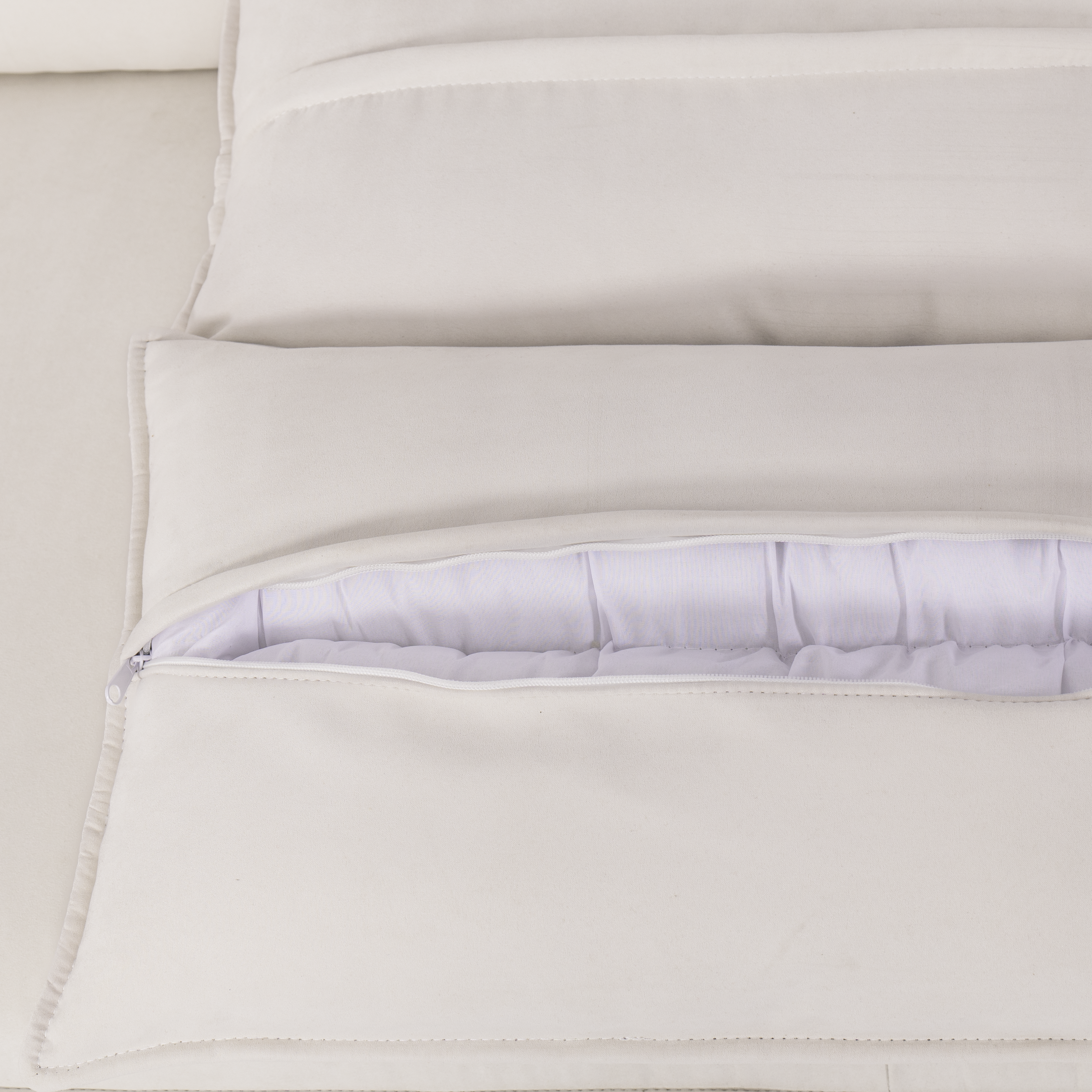 Cottonfy Creamy Tofu Block Pull Out Sofa Bed with Storage Guest Sleeper