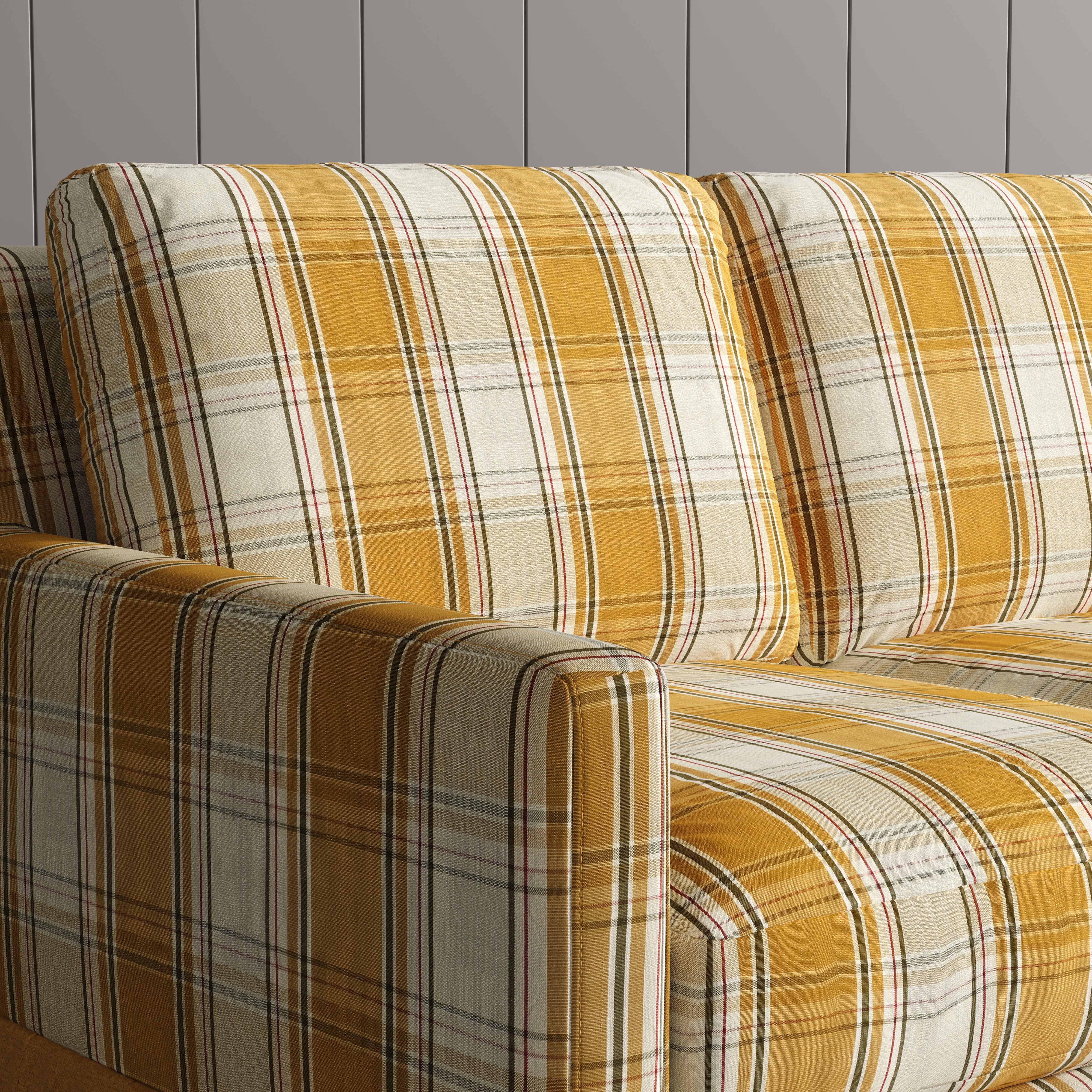 Cottonfy Country Check Sofa with Removable Skirted Covers