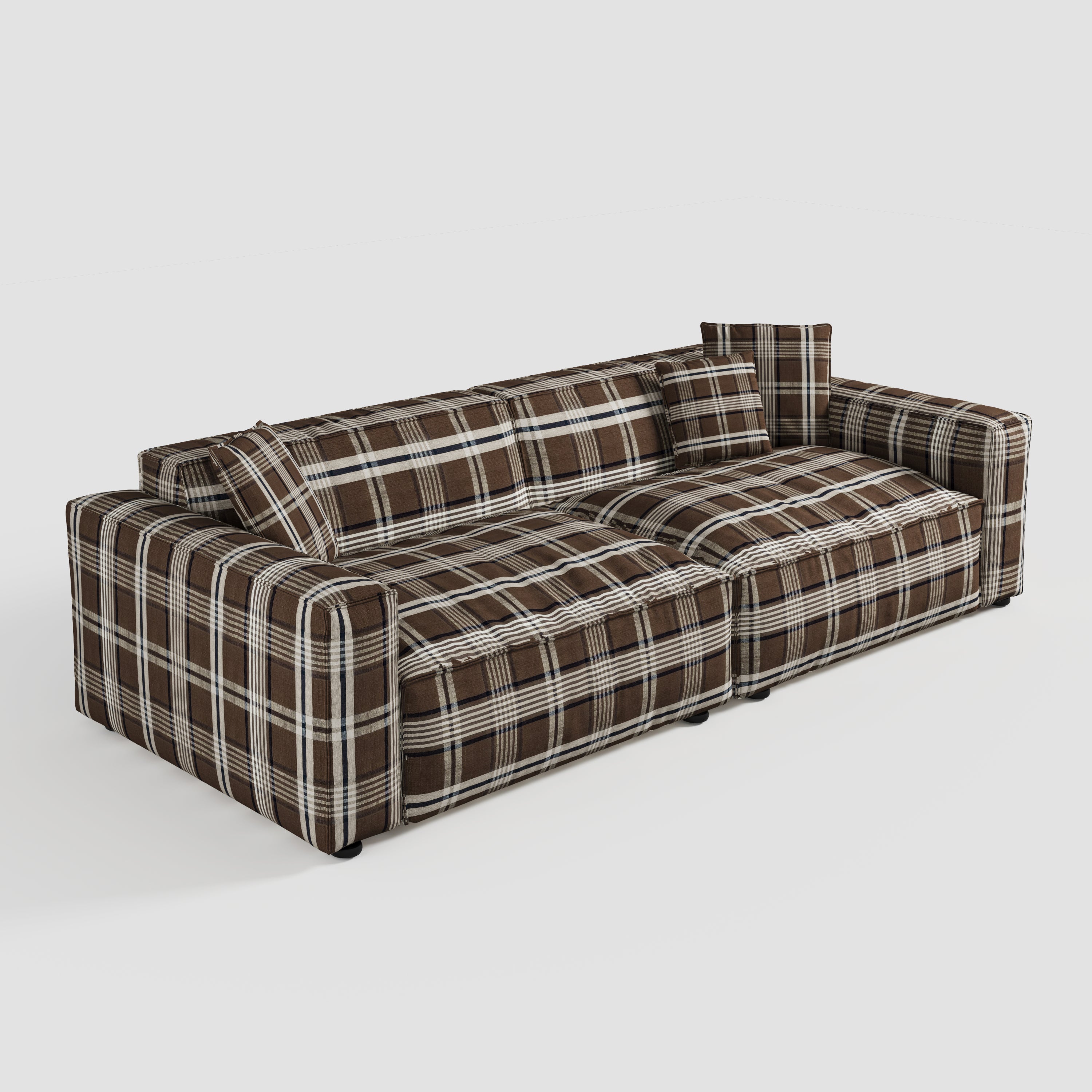 Elegant Linen Tofu Block Fabric Down Sofa