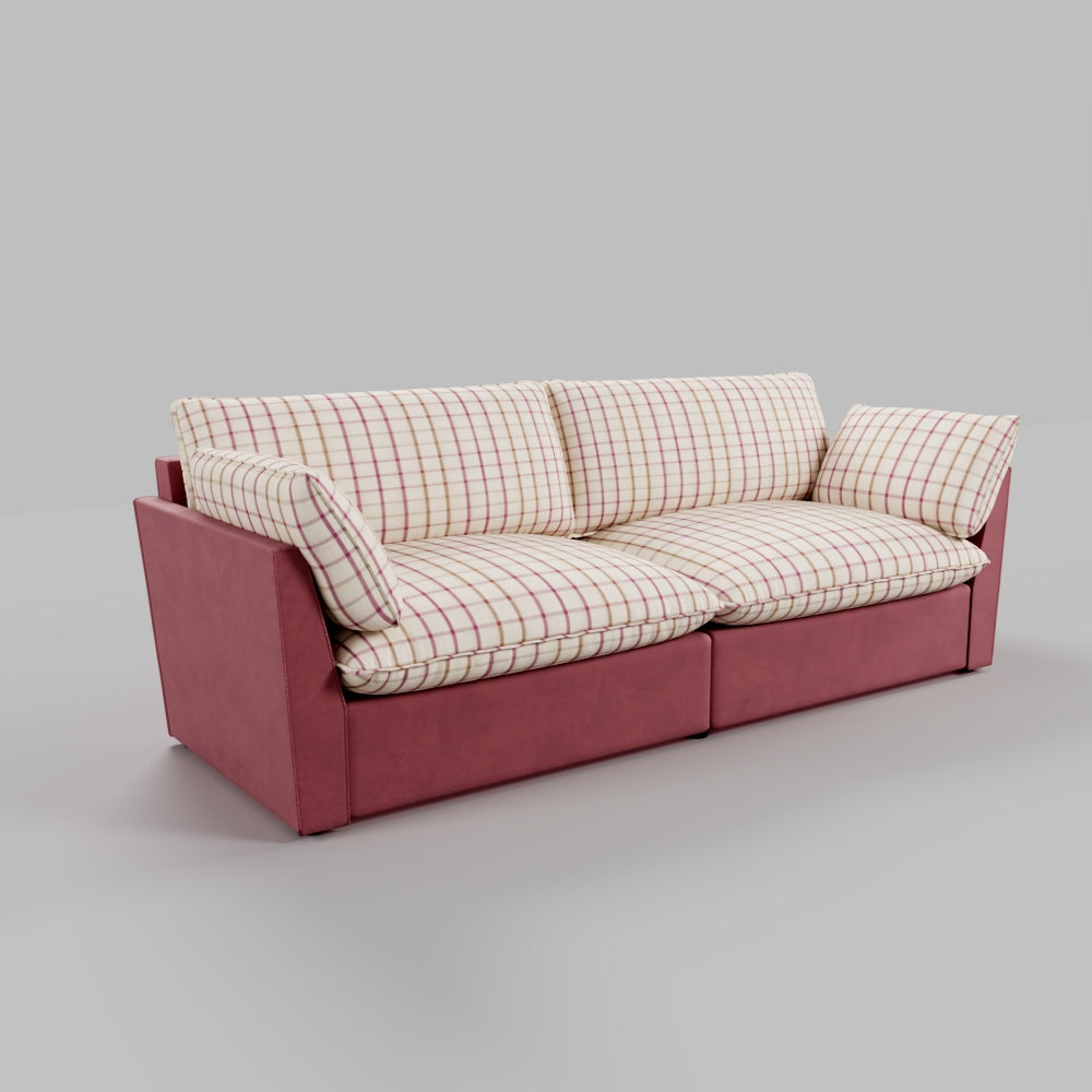 British Retro Check & Striped Sofa with Removable Covers