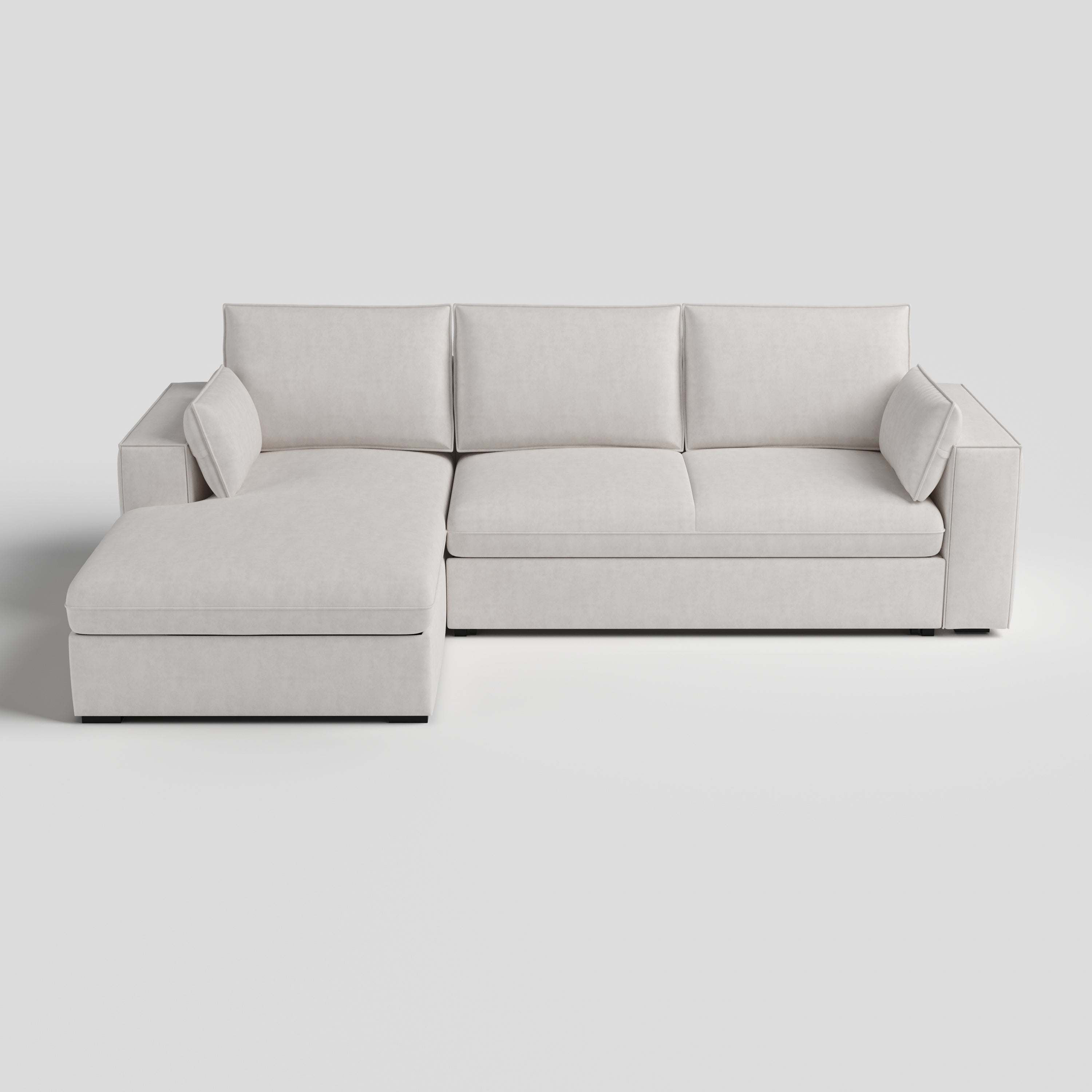 Cottonfy Creamy Tofu Block Pullout Sofa Bed with Storage