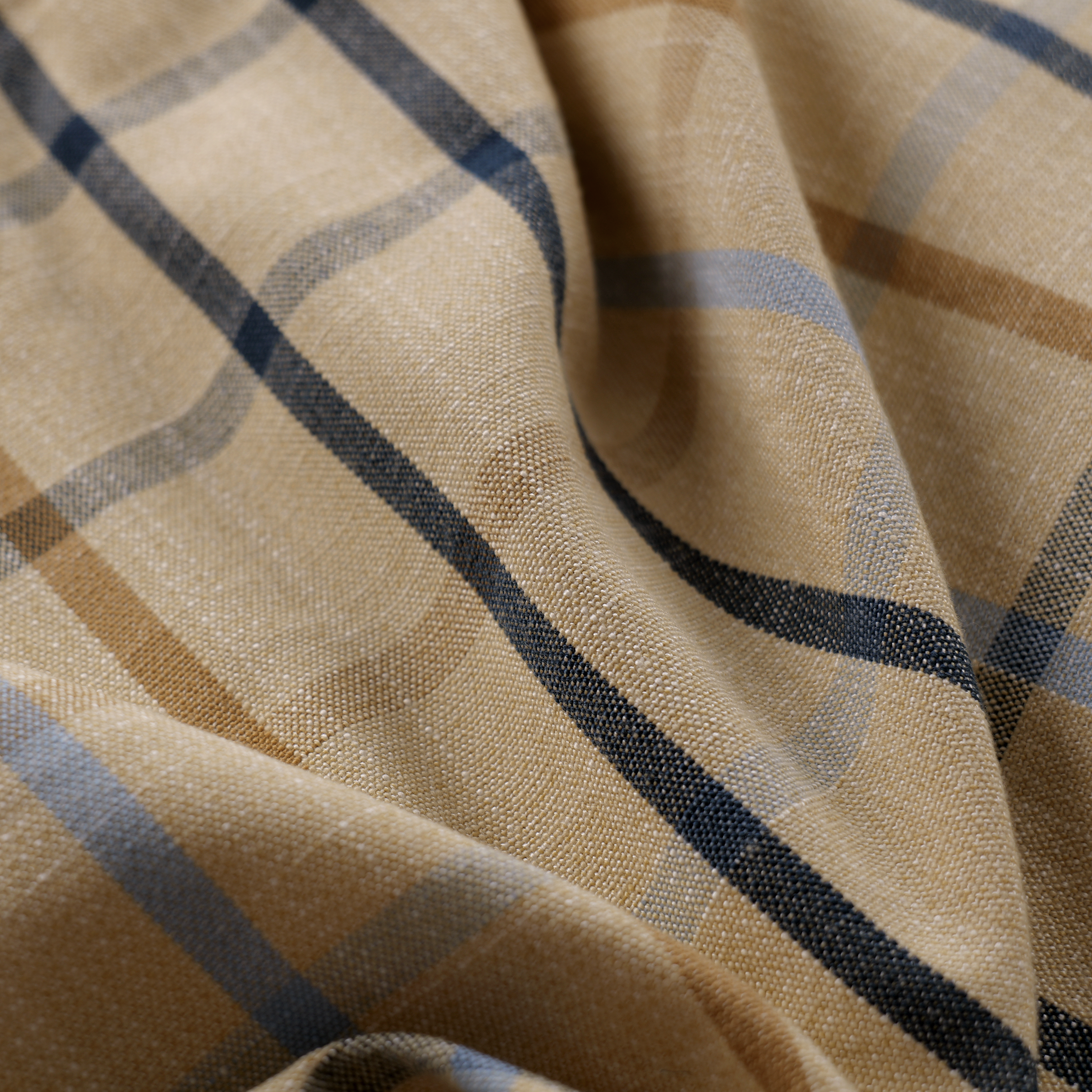 Mid-weight Windowpane Check Fabric Cotton, Sky Blue, AR460033