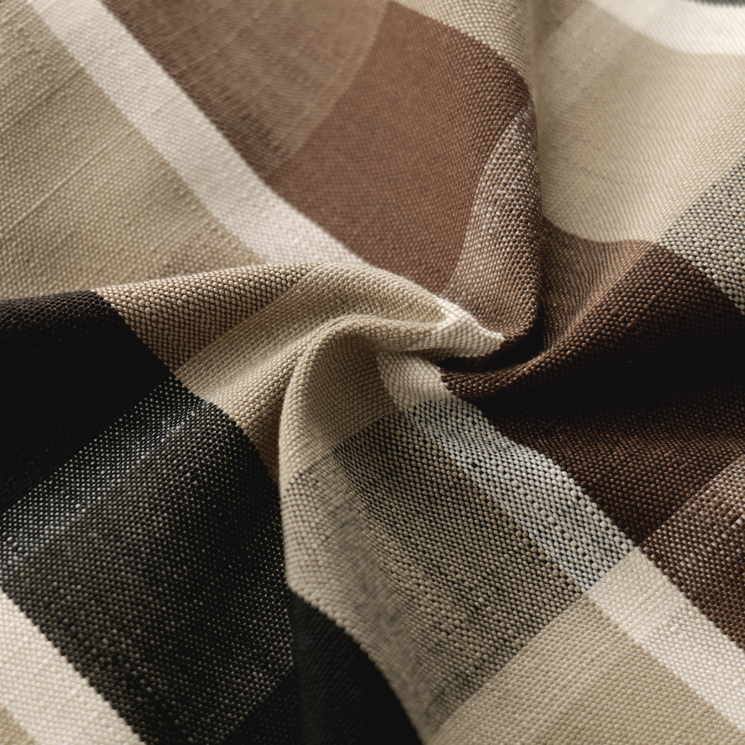 Mid-weight Windowpane Check Fabric Cotton, Mocha Brown, PJ0854