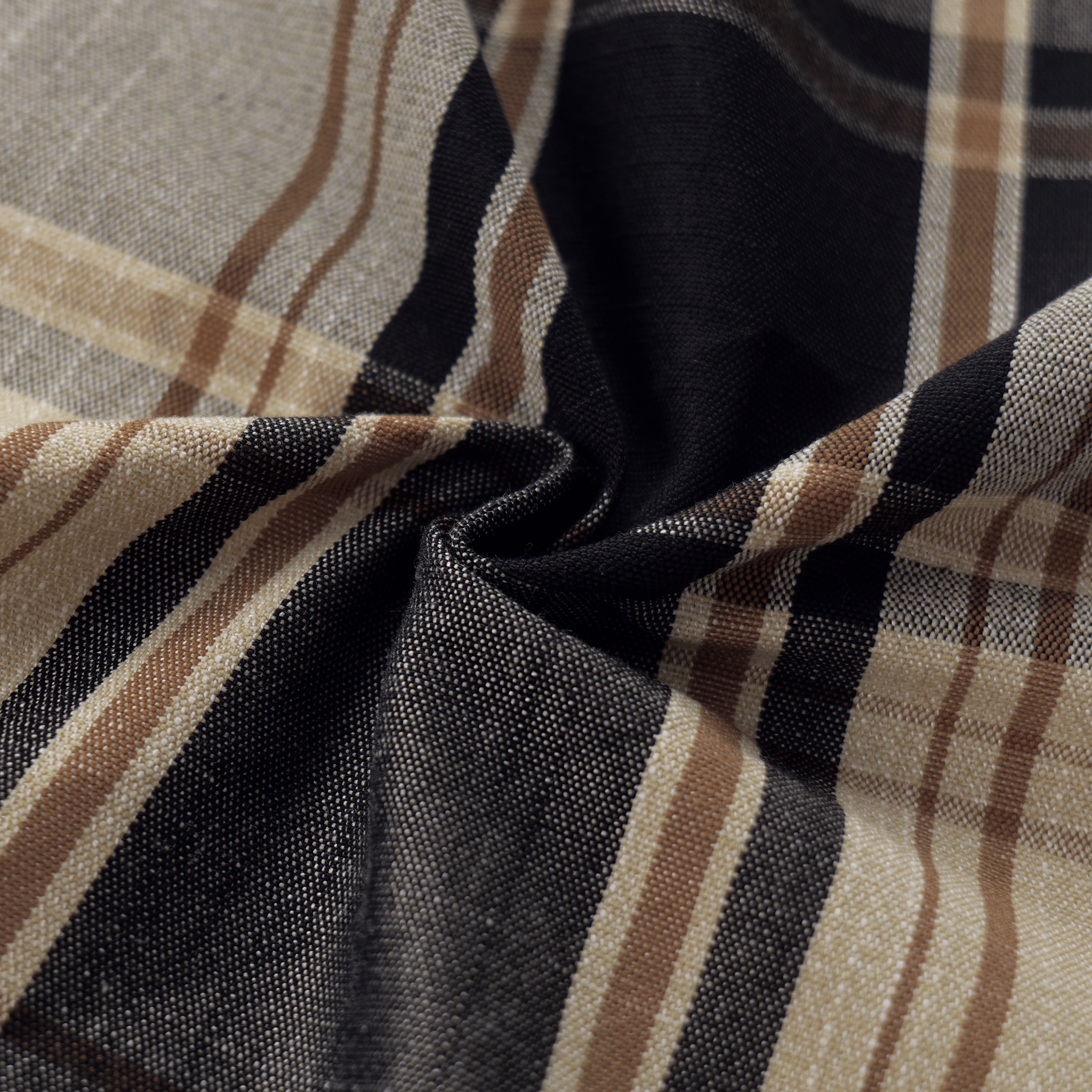 Mid-weight Tartan Check Fabric Cotton, Midnight Black, PJ2699