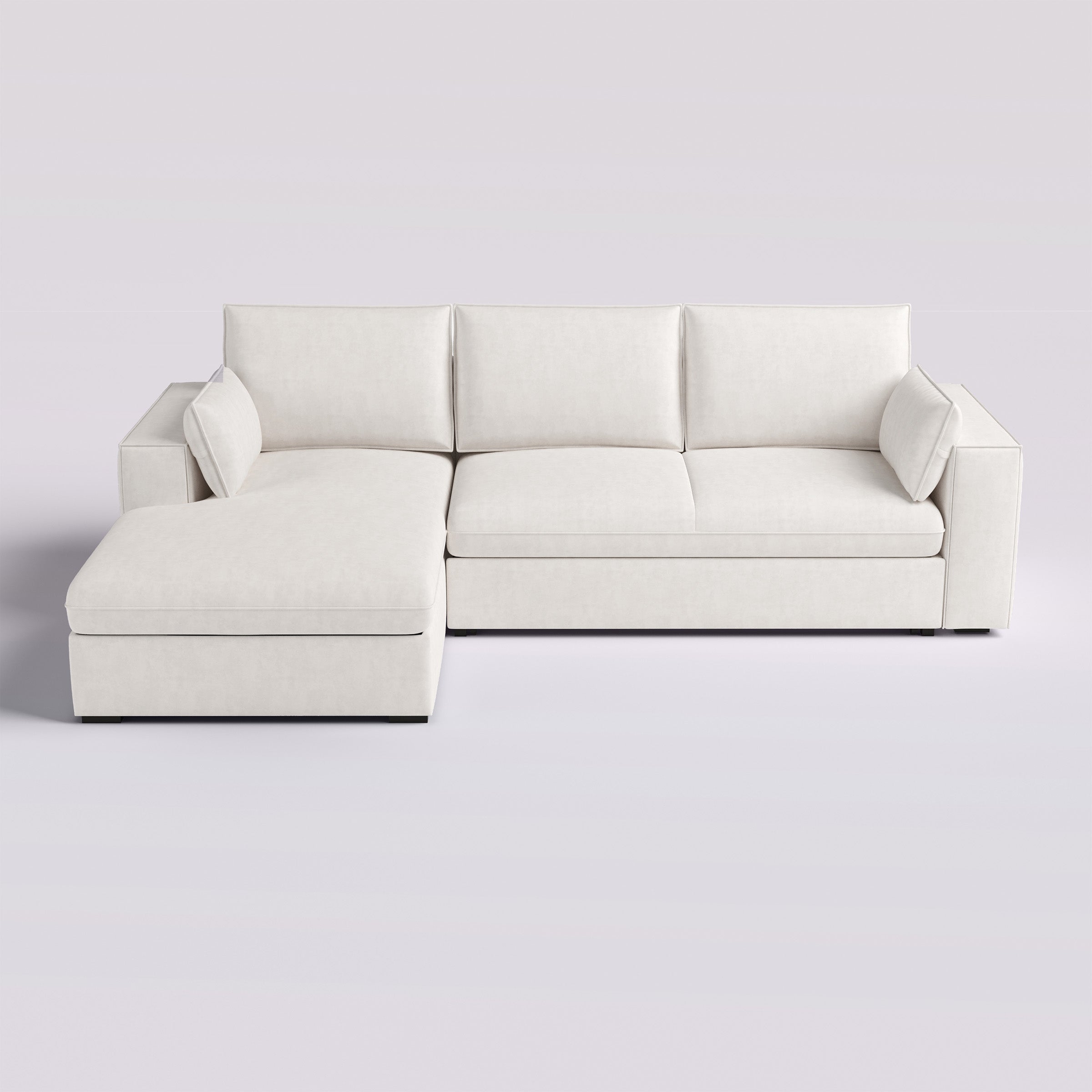 Cottonfy Creamy Tofu Block Pull Out Sofa Bed with Storage Guest Sleeper