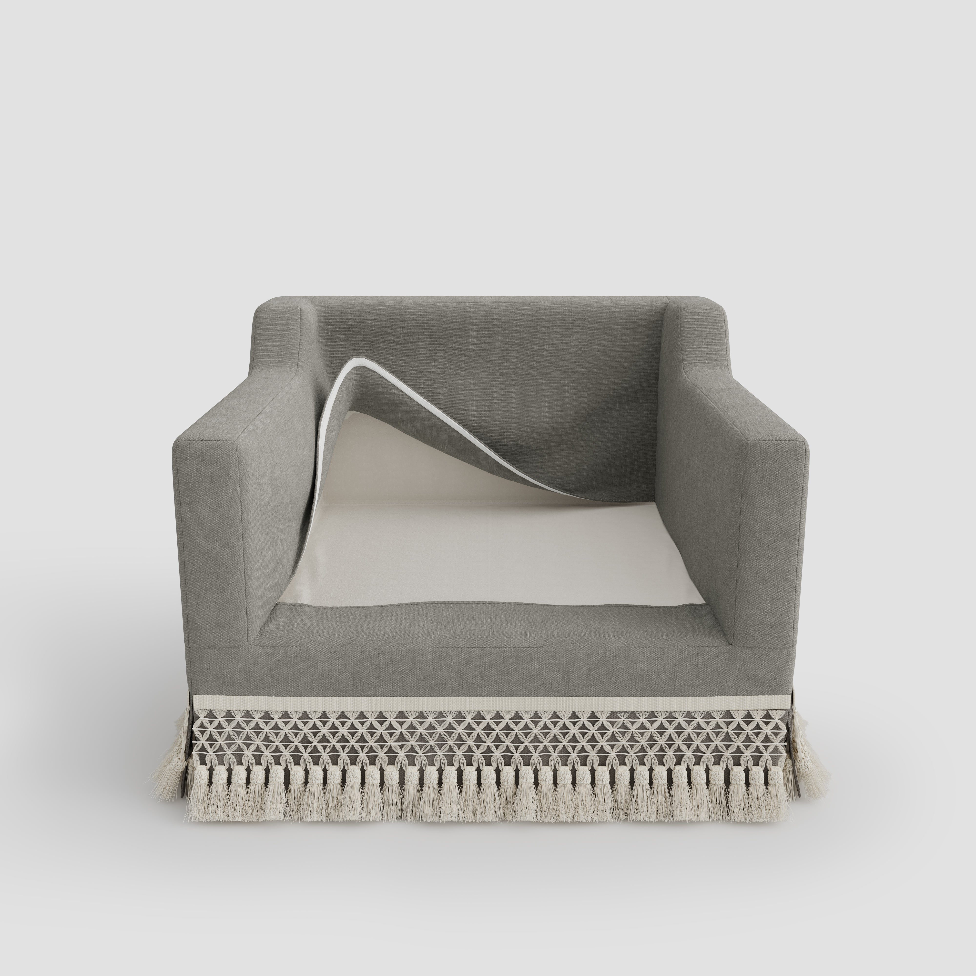 Cottonfy Cotton-Linen Washable Fringe 2 Seater Sofa