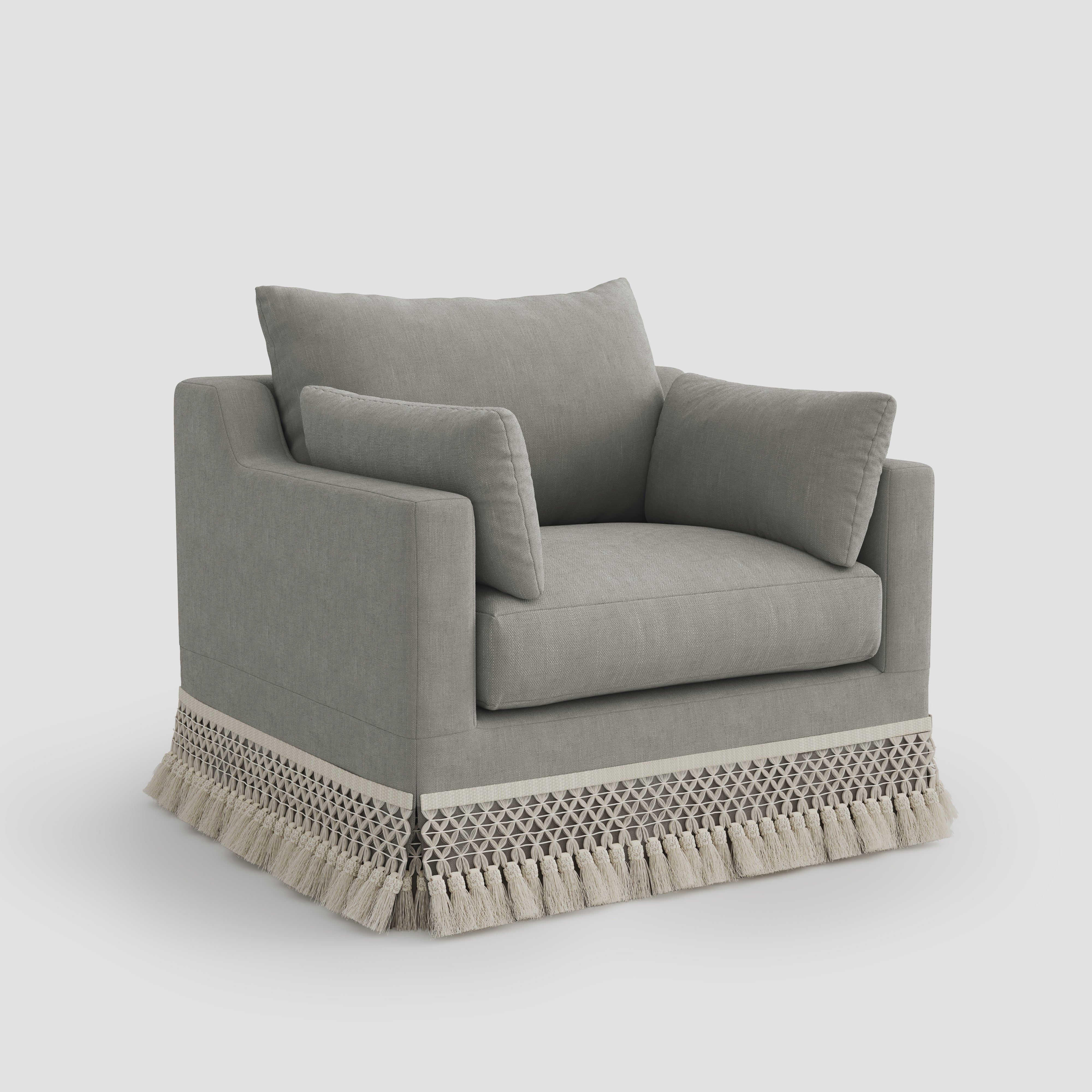 Cottonfy Cotton-Linen Washable Fringe 2 Seater Sofa