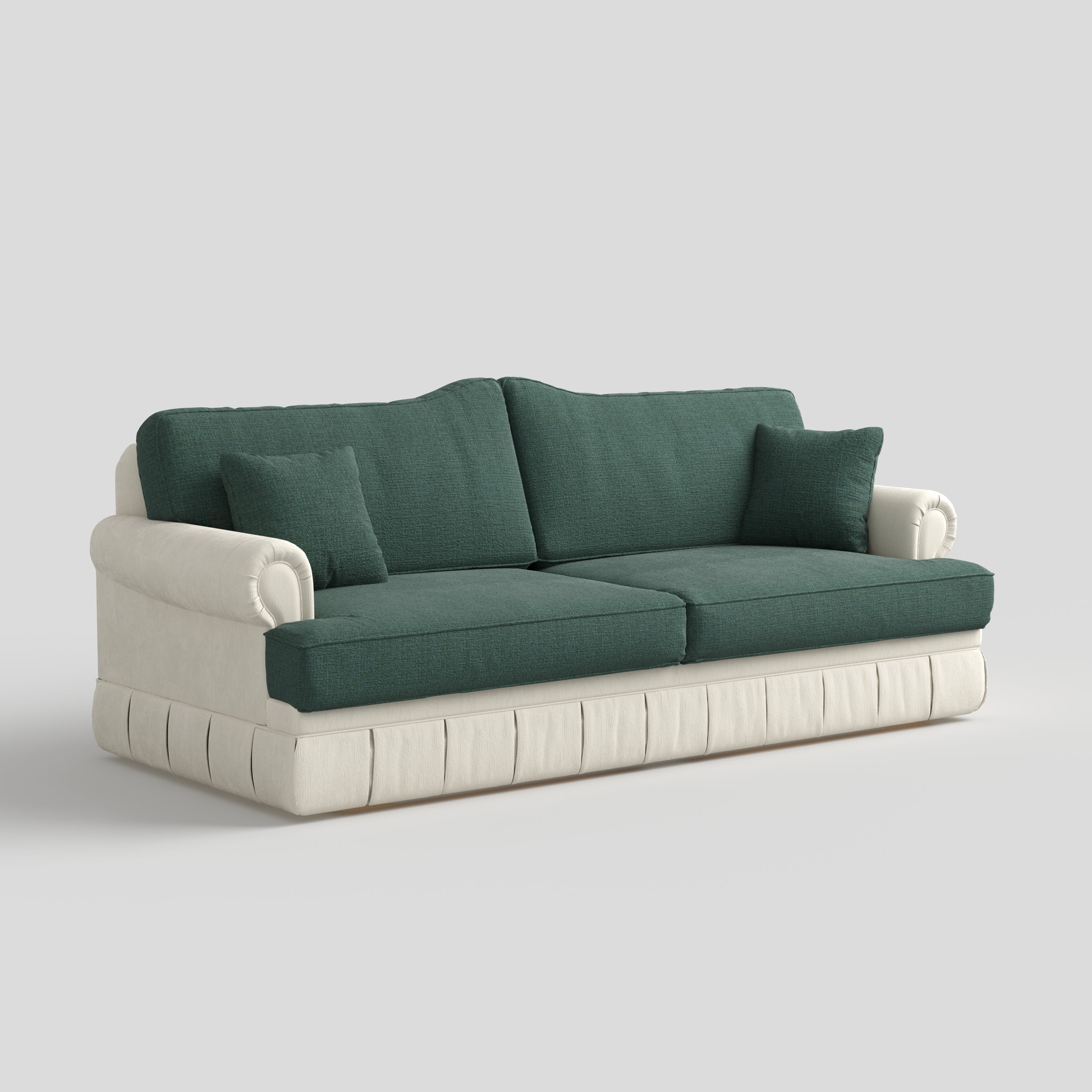 Cottonfy Heritage Plaid Skirted Sofa with Concealed Storage Drawers