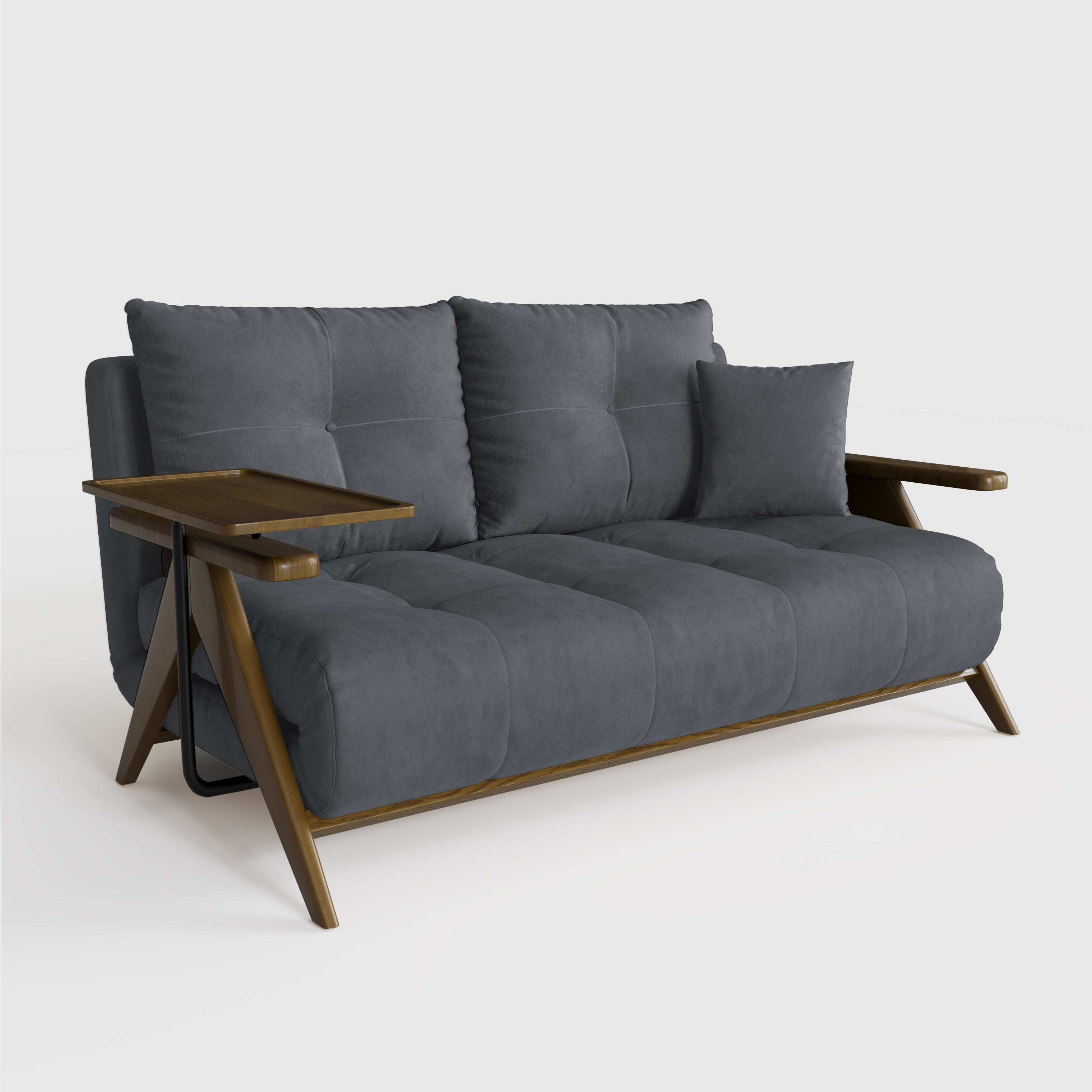 Foldable Matte Fabric Solid Wood 3 Mode Sofa Bed
