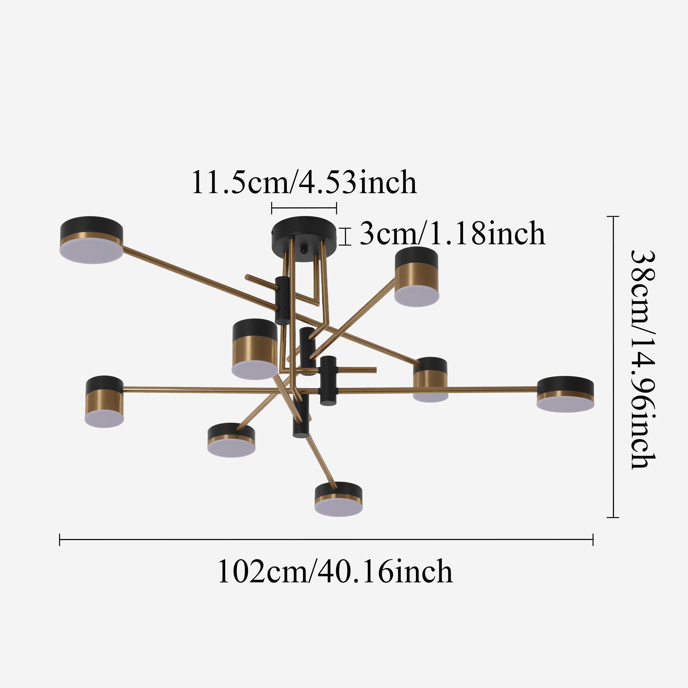Lightsin Modern Black & Gold Metal Ceiling Light with LED Bulbs Lightsin UK