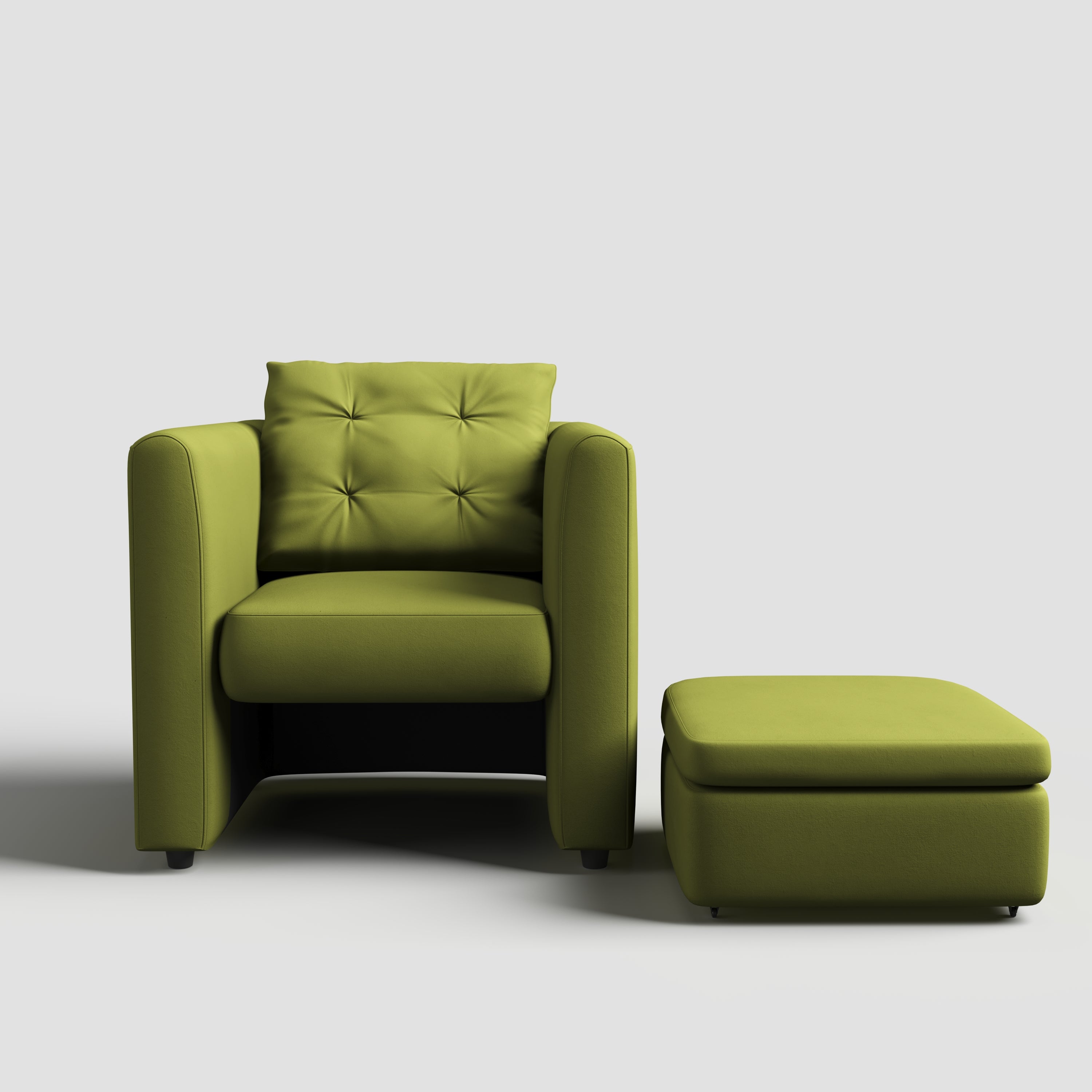 Plush Velvet Snuggler Chair with Hidden Storage Footstool