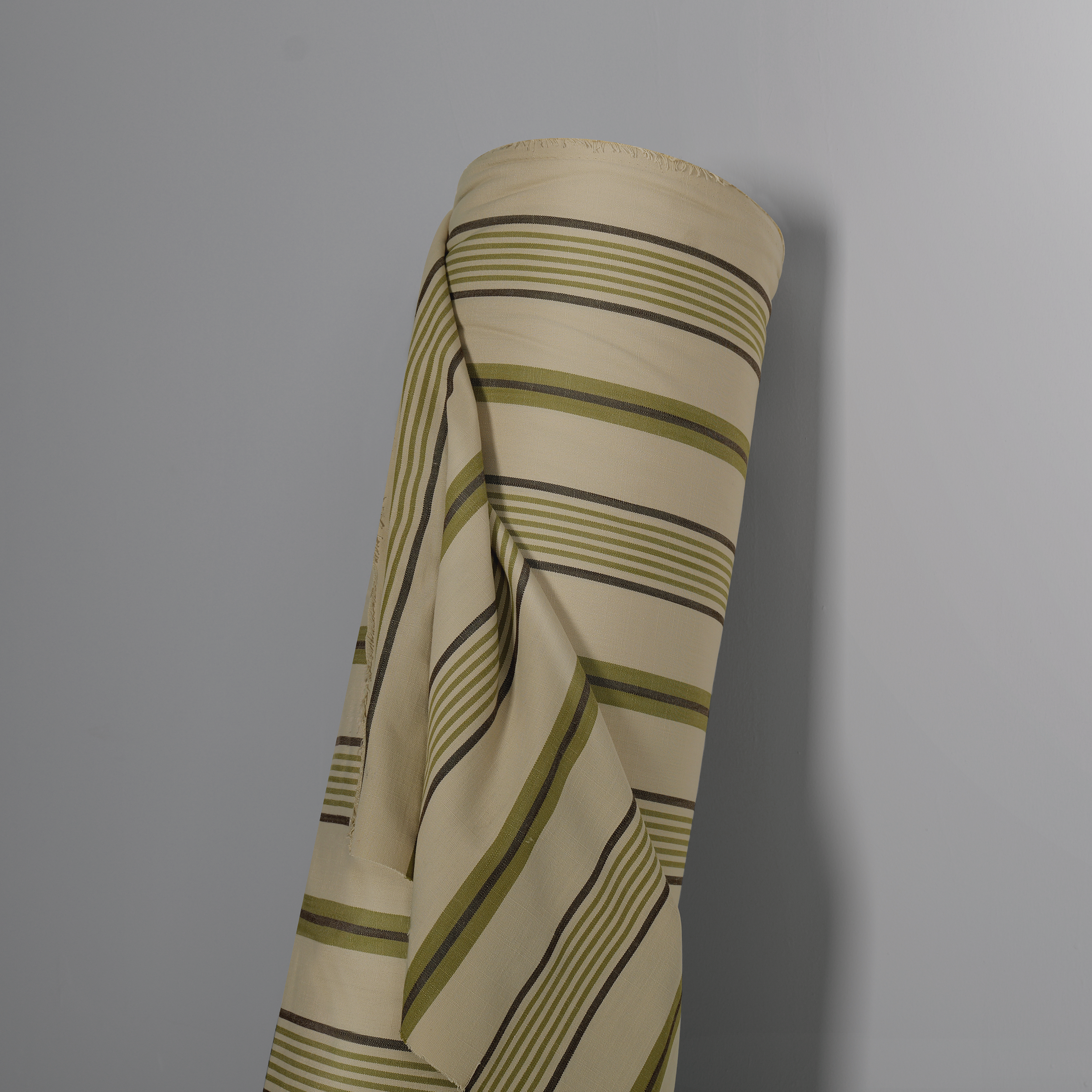 Mid-weight Bar Stripe Fabric Cotton, Moss Green, AR460039