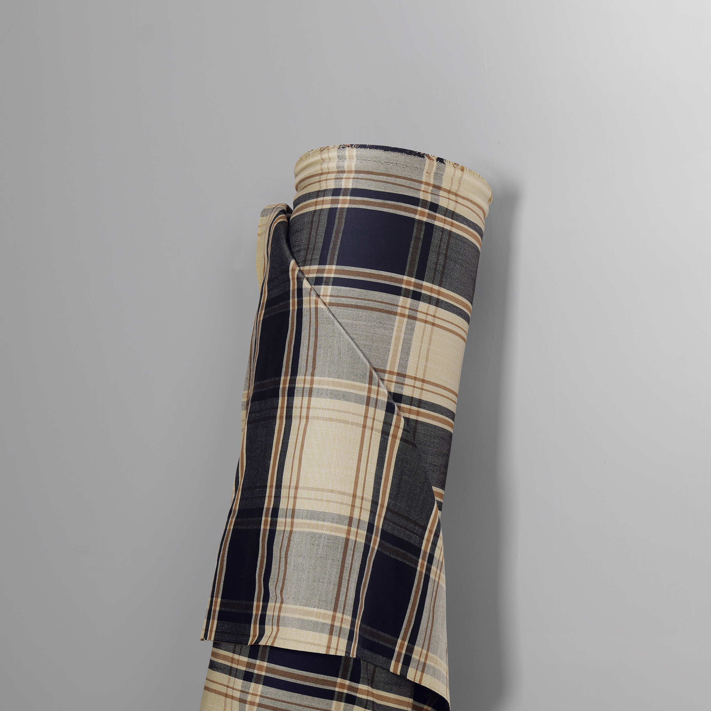 Mid-weight Tartan Check Fabric Cotton, Midnight Black, PJ2699