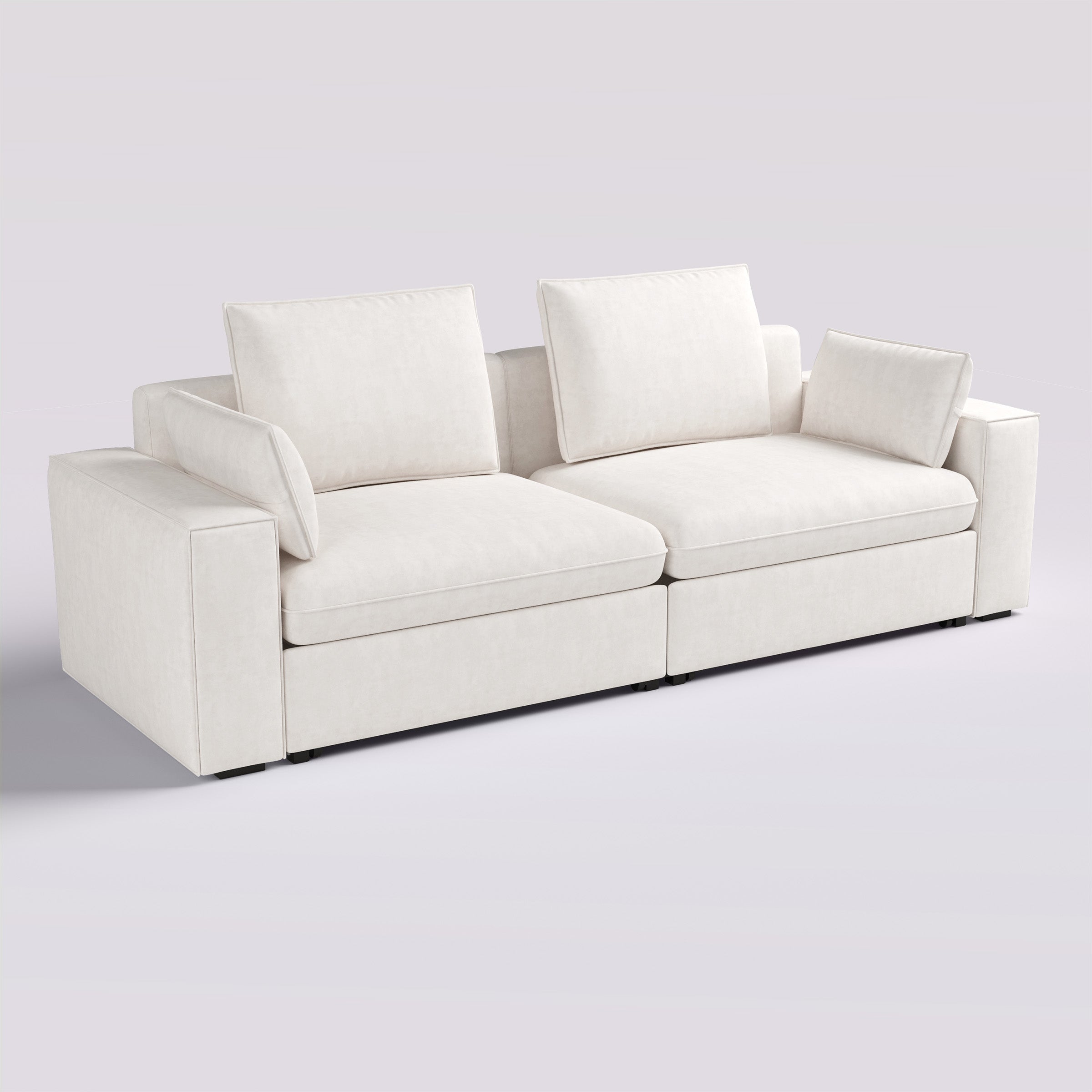 Cottonfy Creamy Tofu Block Pull Out Sofa Bed with Storage Guest Sleeper