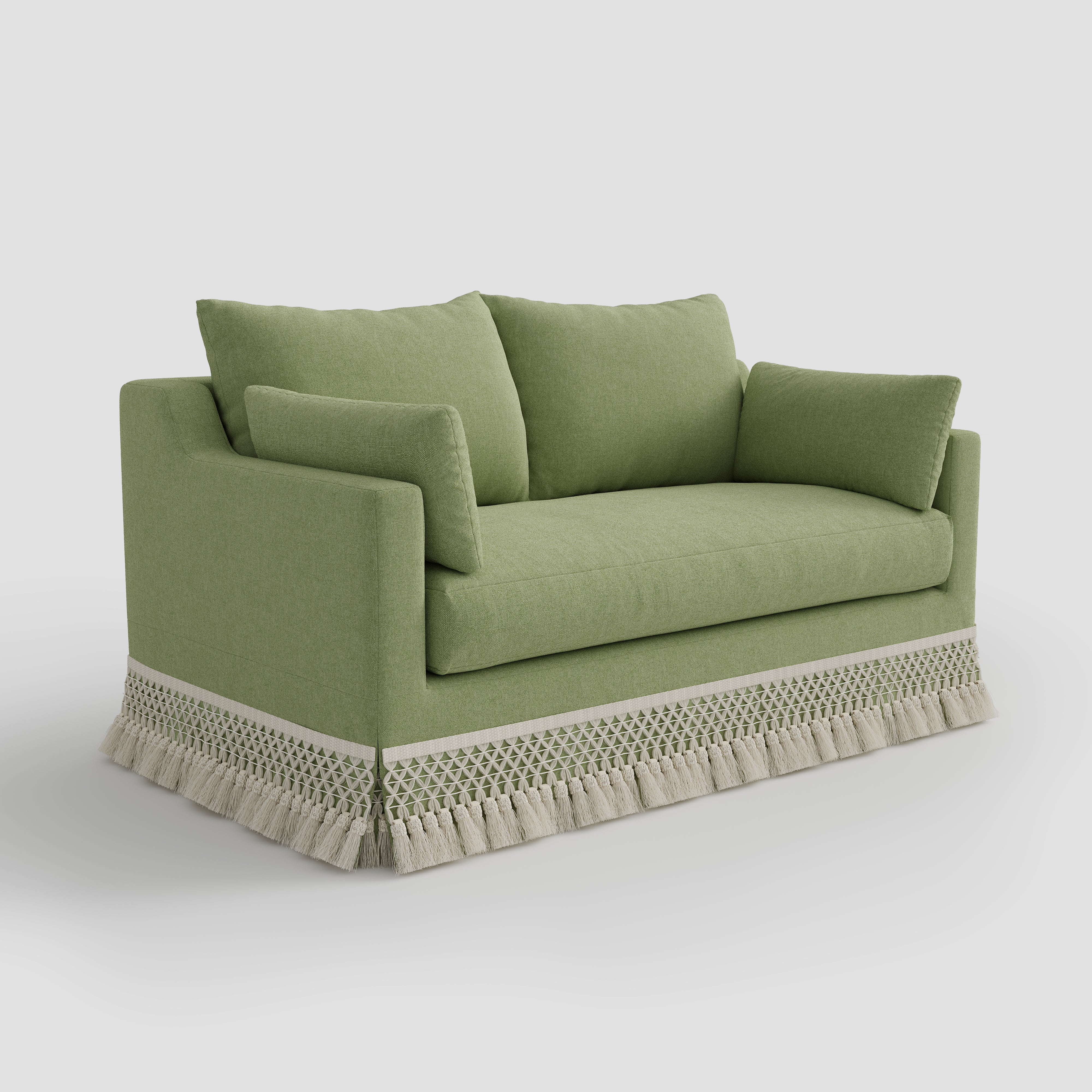 Cottonfy Cotton-Linen Washable Fringe 2 Seater Sofa