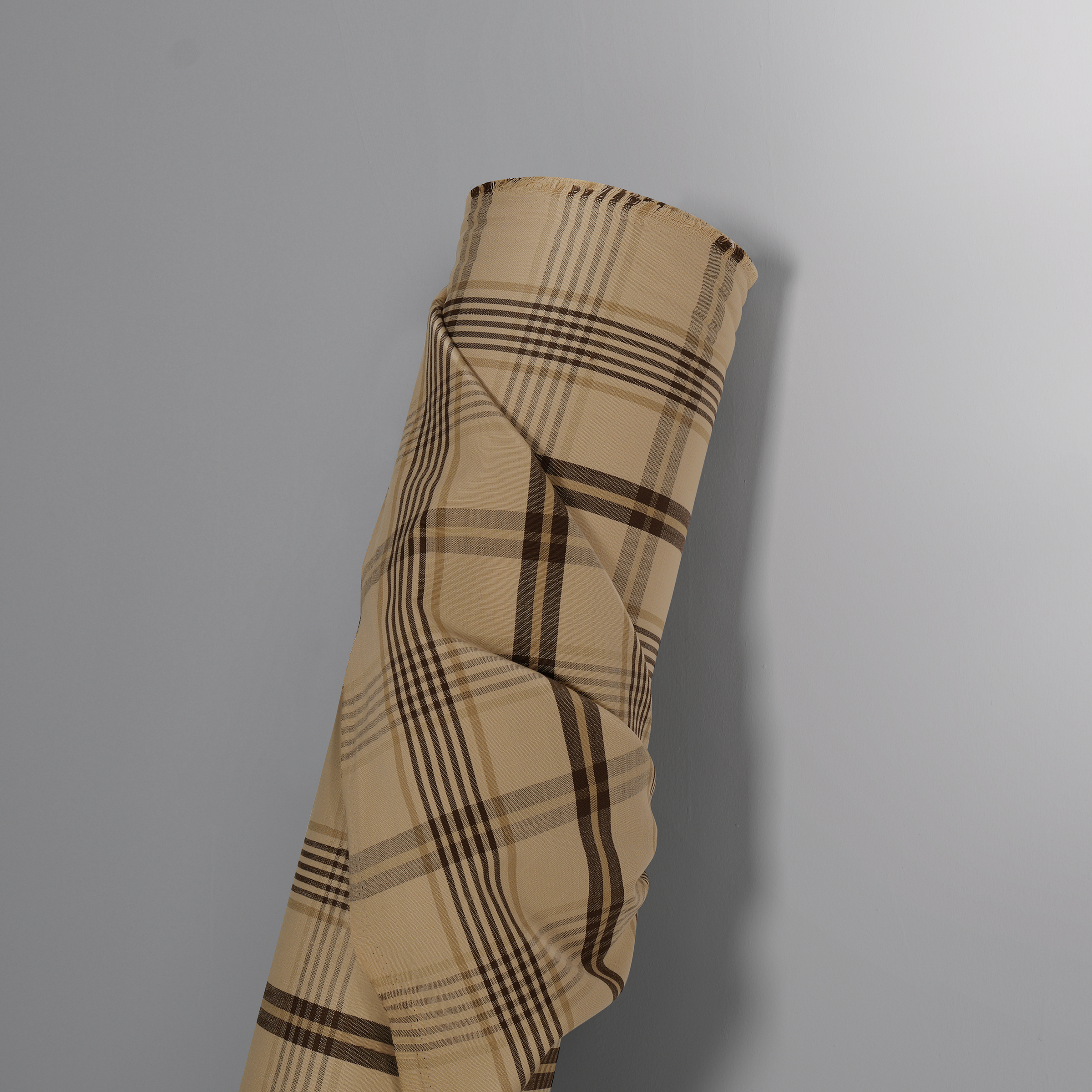 Mid-weight Plaid Fabric Cotton, Beige Taupe, AR460042