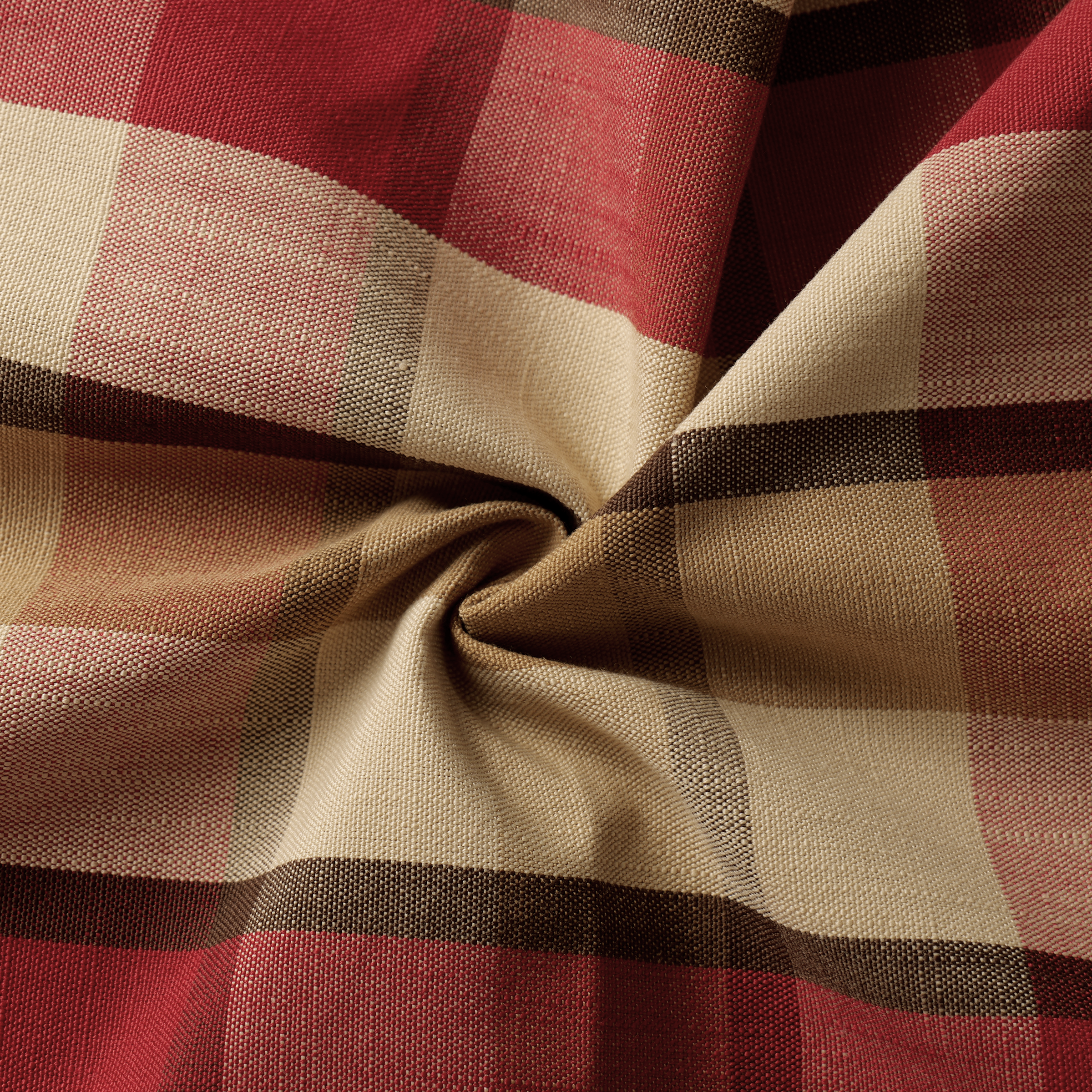 Mid-weight Windowpane Check Fabric Cotton, Deep Claret Red, PJ0848