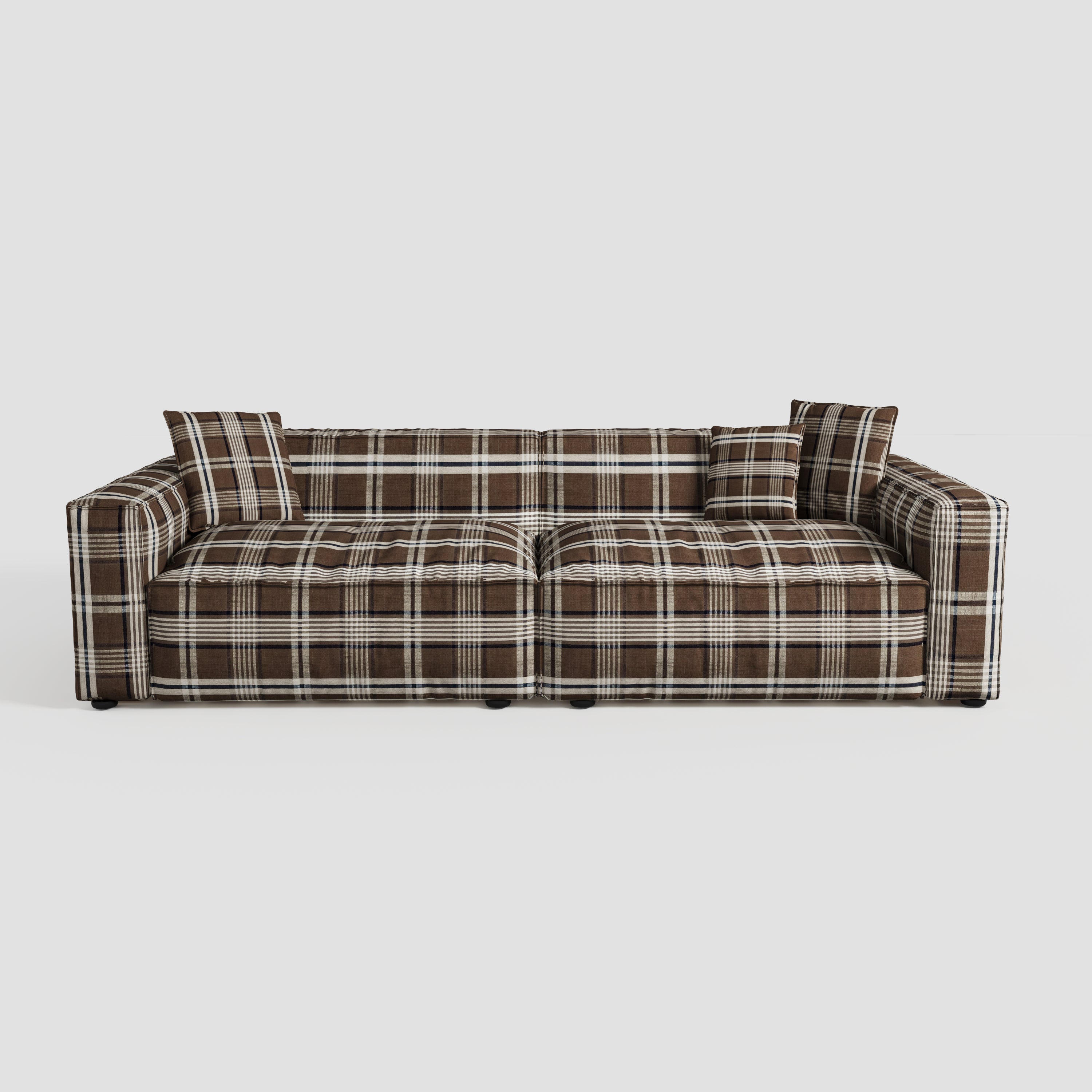 Elegant Linen Tofu Block Fabric Down Sofa