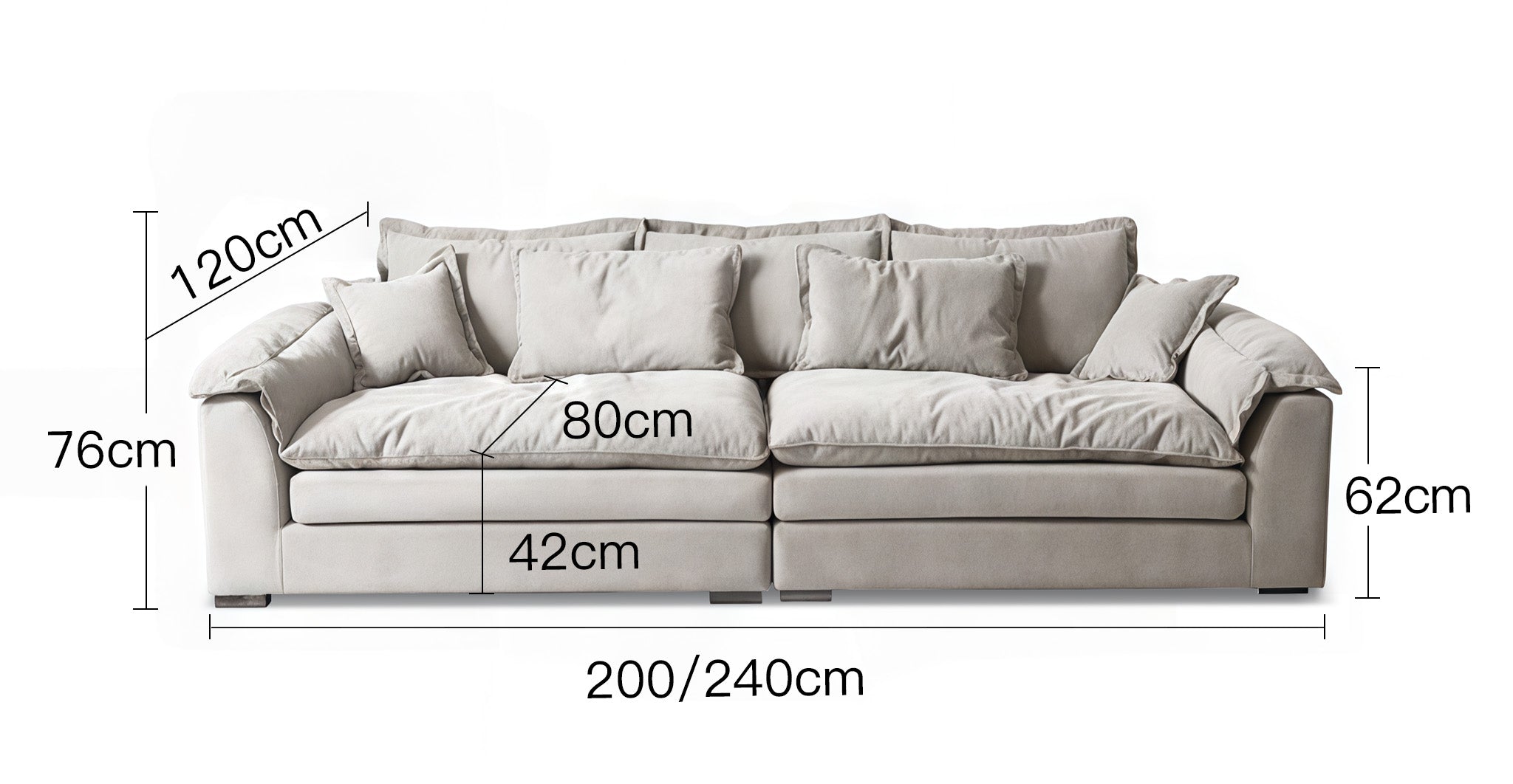 Anti-Cat Scratch Fabric Wide Seated Deep Detachable Corner Sofa