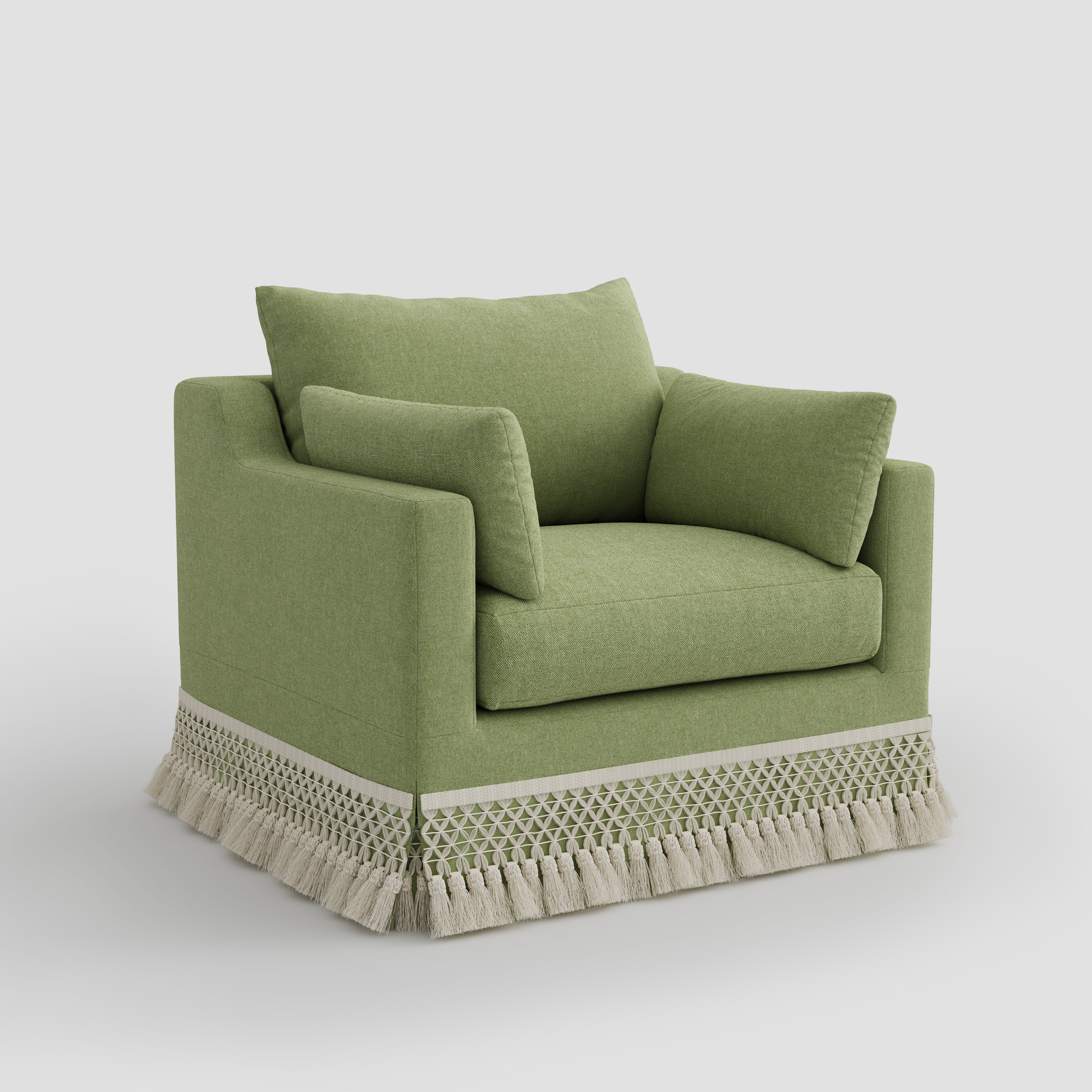Cottonfy Cotton-Linen Washable Fringe 2 Seater Sofa