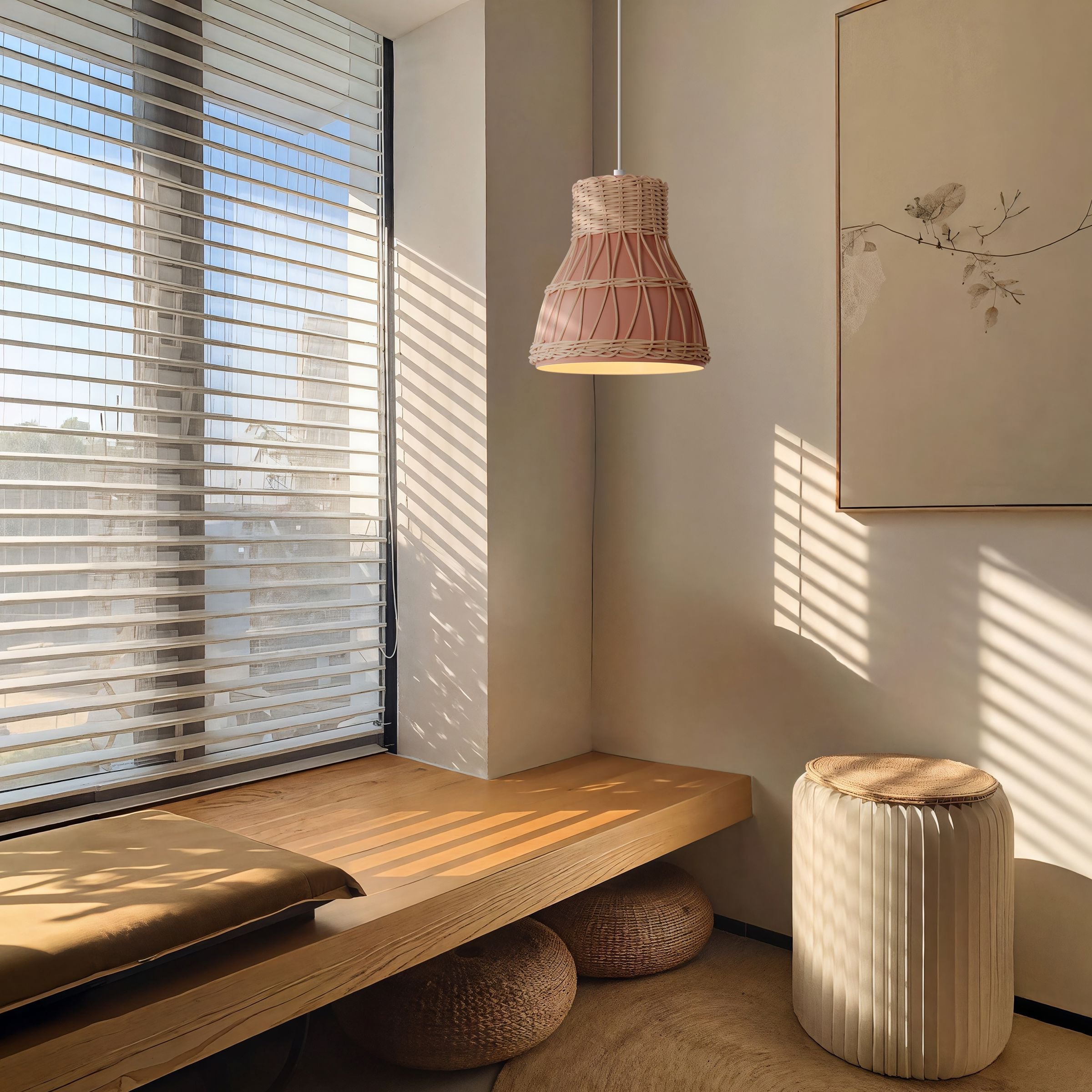 Lightsin Modern Rattan Pendant Light Available in Grey, Pink, and White Lightsin UK Pink 1 Unit