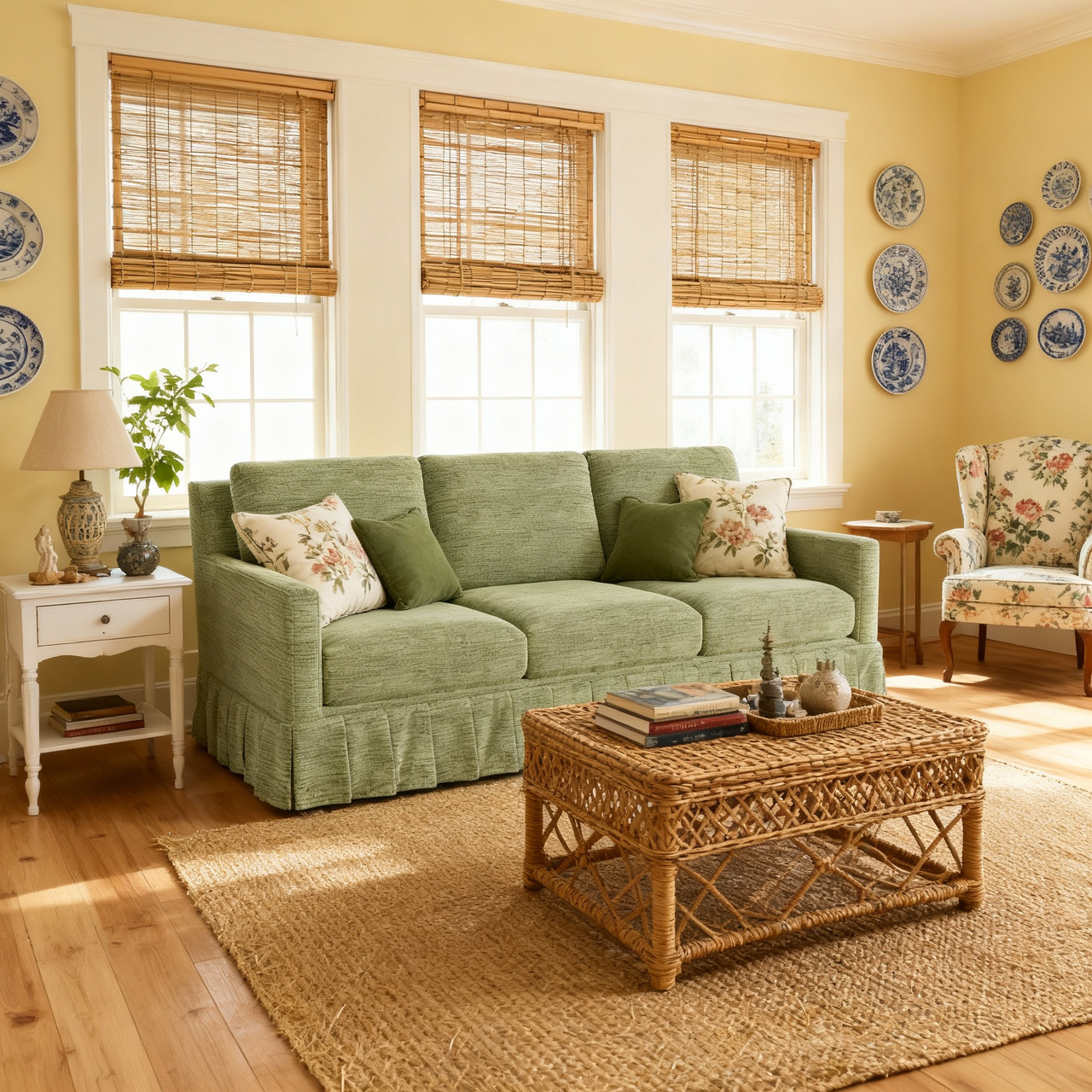 Cottonfy Country Check Sofa with Removable Skirted Covers