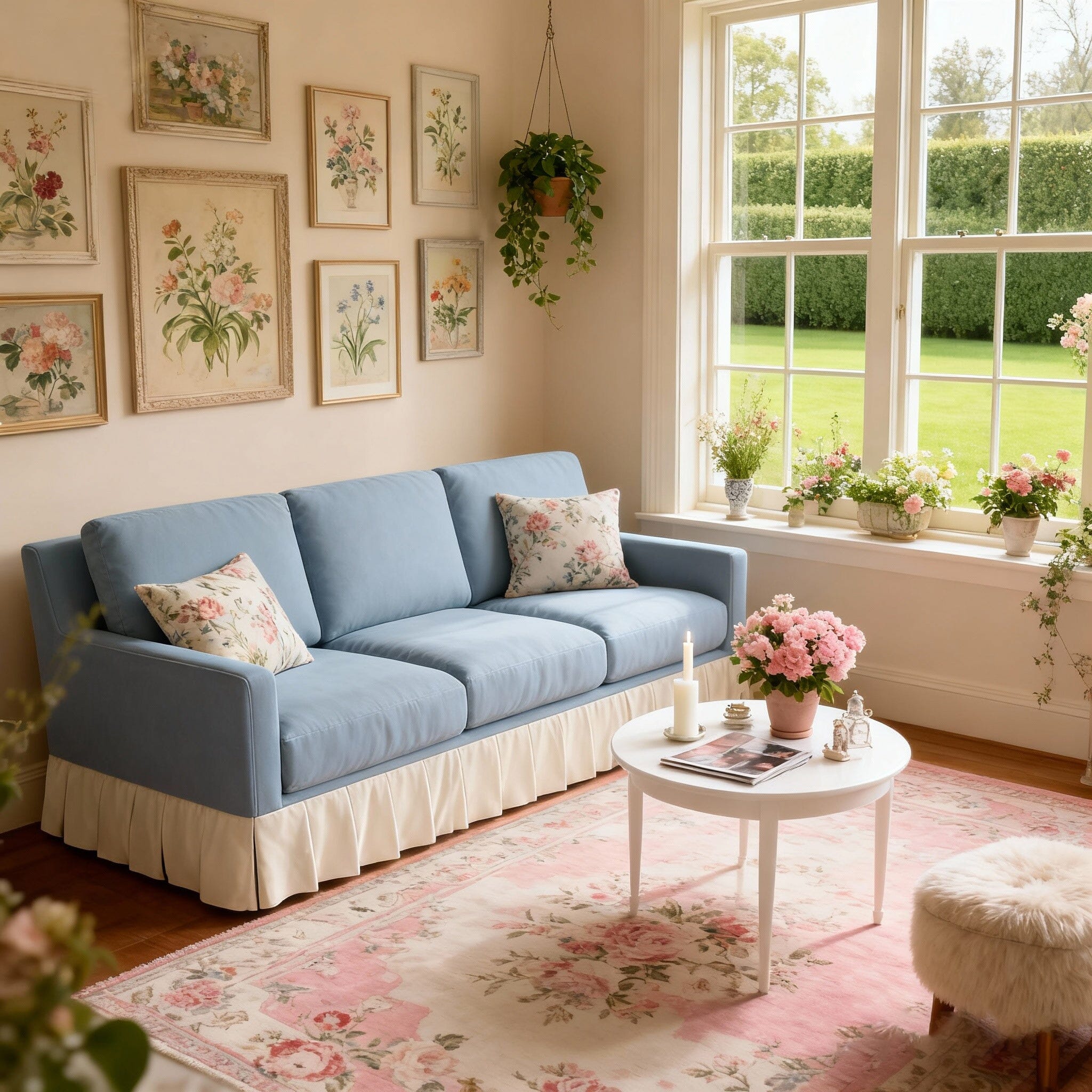 Cottonfy Country Check Sofa with Removable Skirted Covers Living and Home