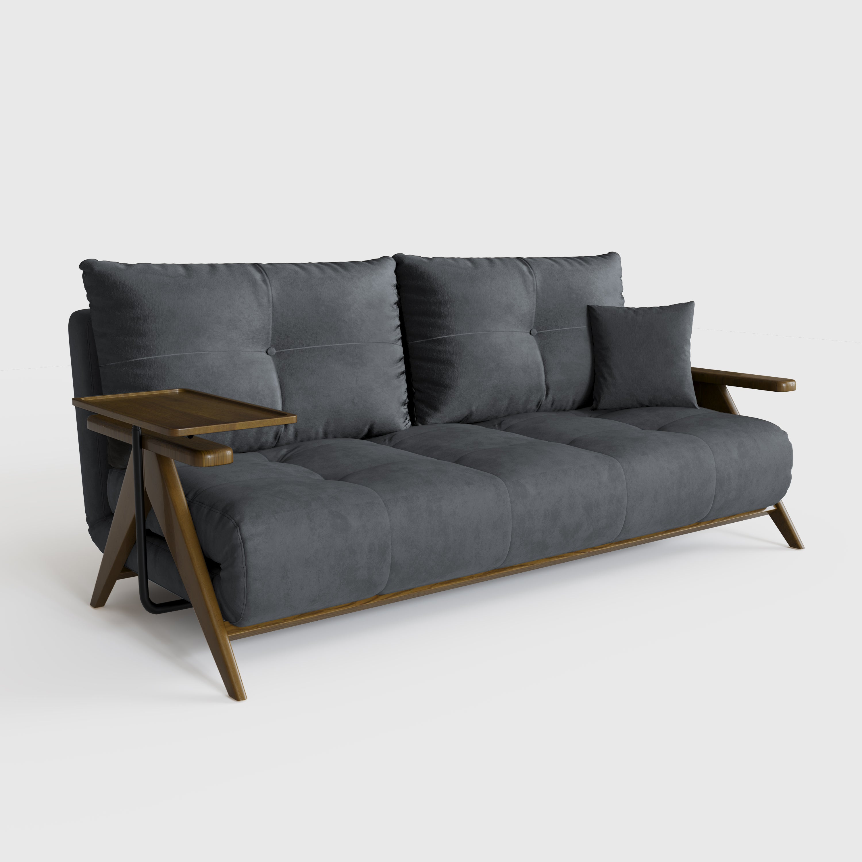 Foldable Matte Fabric Solid Wood 3 Mode Sofa Bed