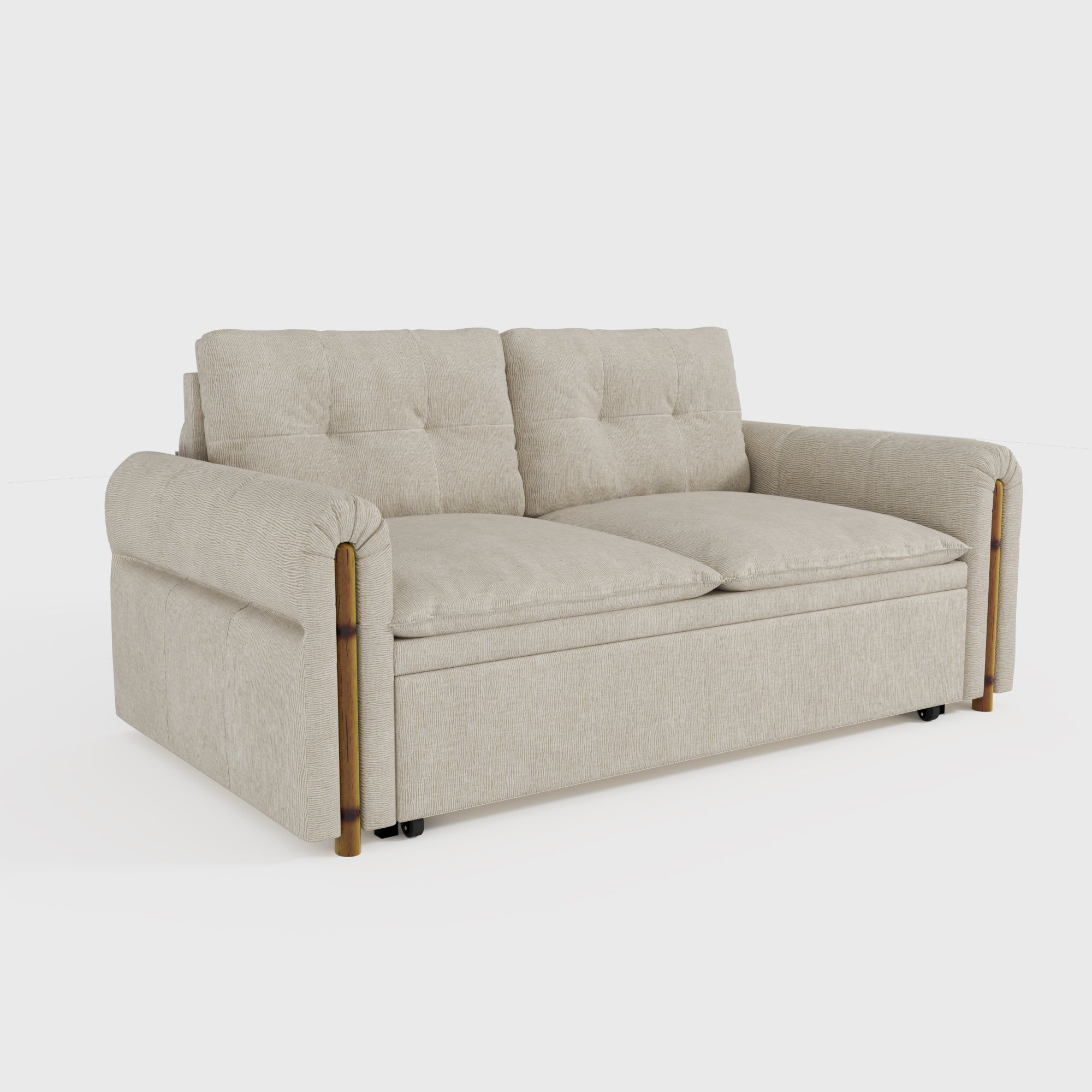 Vintage Pet Friendly Bamboo Design Sofa Bed with Storage