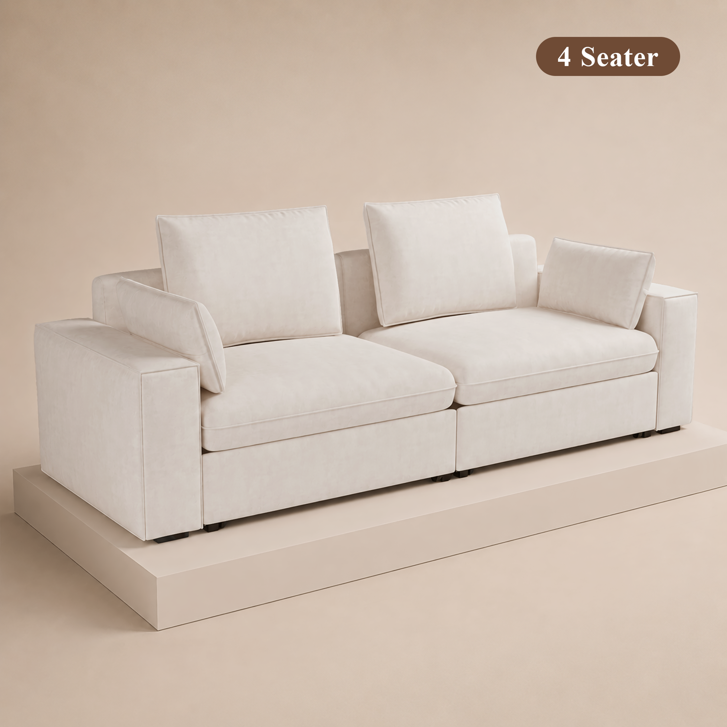 Cottonfy Creamy Tofu Block Pull Out Sofa Bed with Storage Guest Sleeper