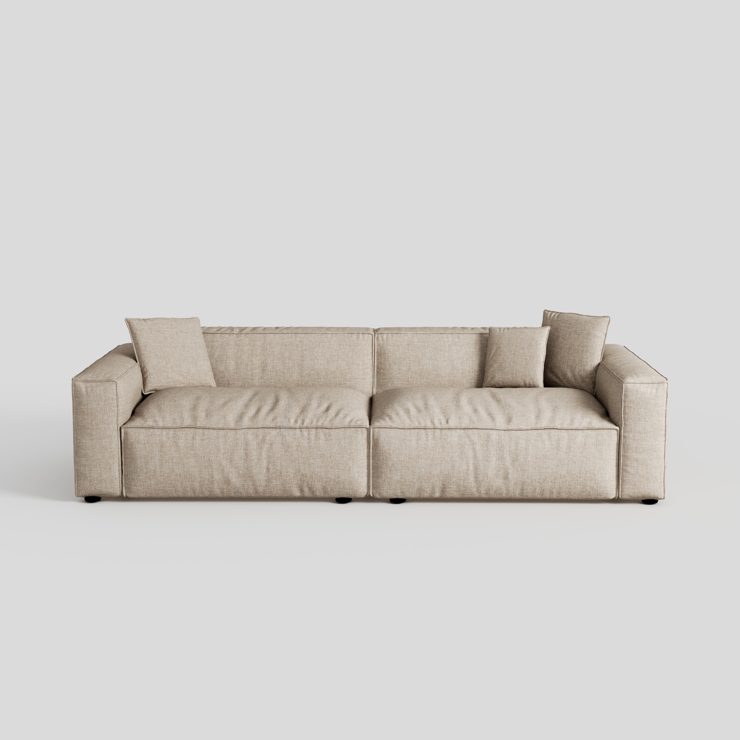 Elegant Tofu Block Linen Modular Cloud Sofa Down Filled Sectional