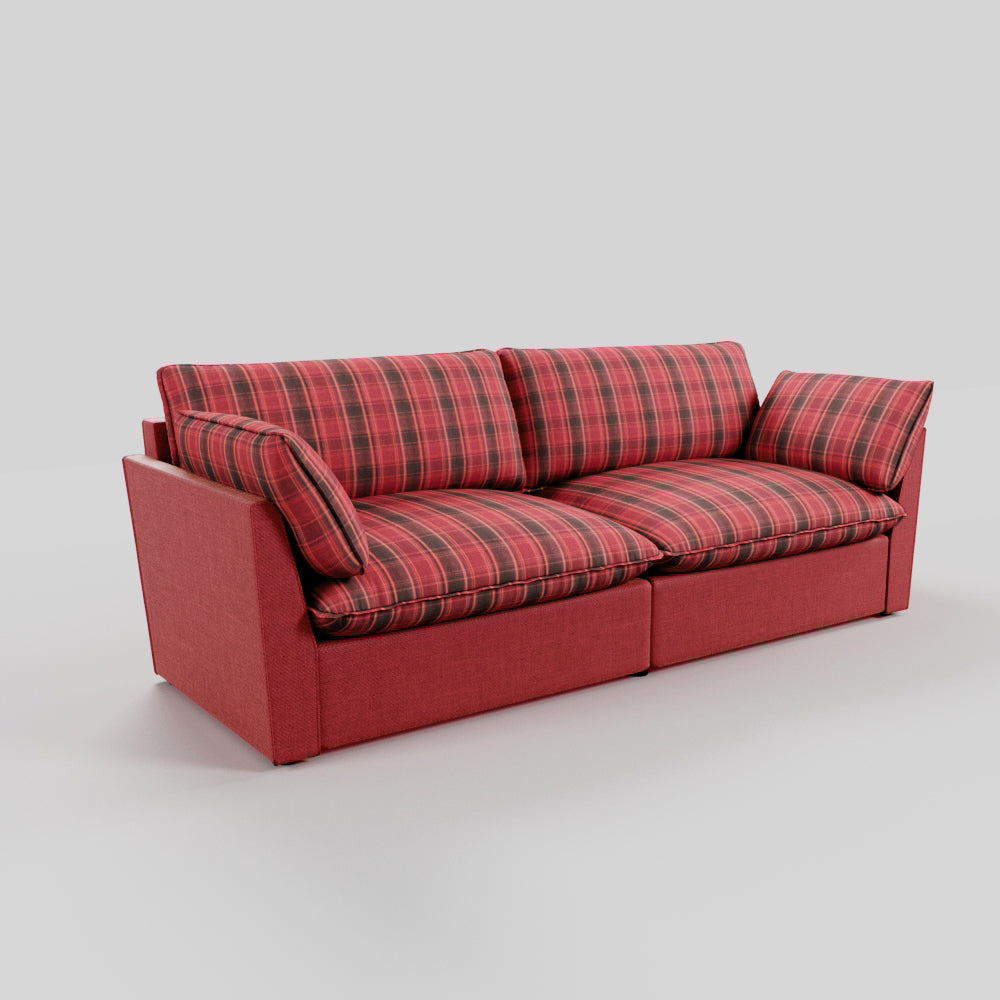 British Retro Check & Striped Sofa with Removable Covers