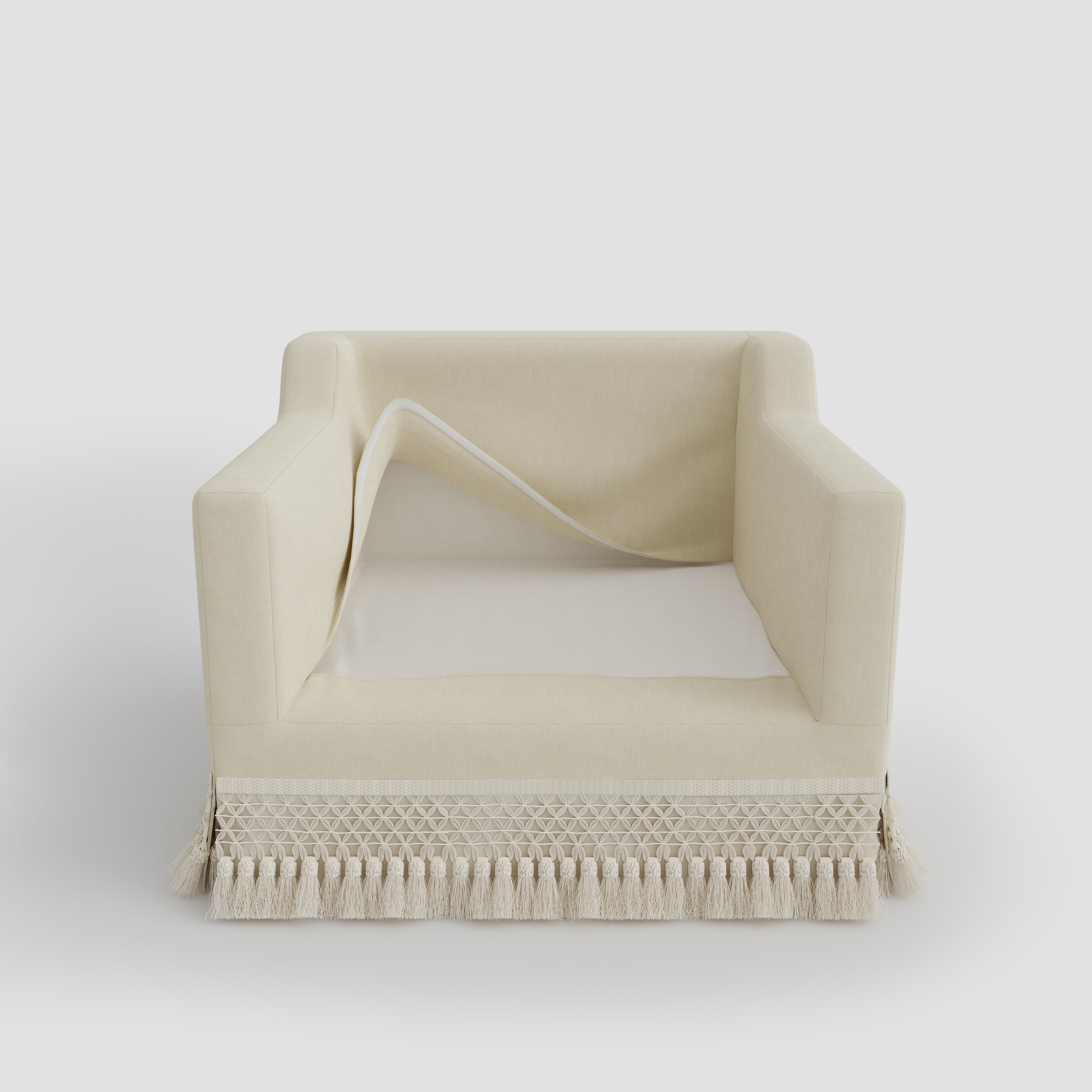 Cottonfy Cotton-Linen Washable Fringe 2 Seater Sofa