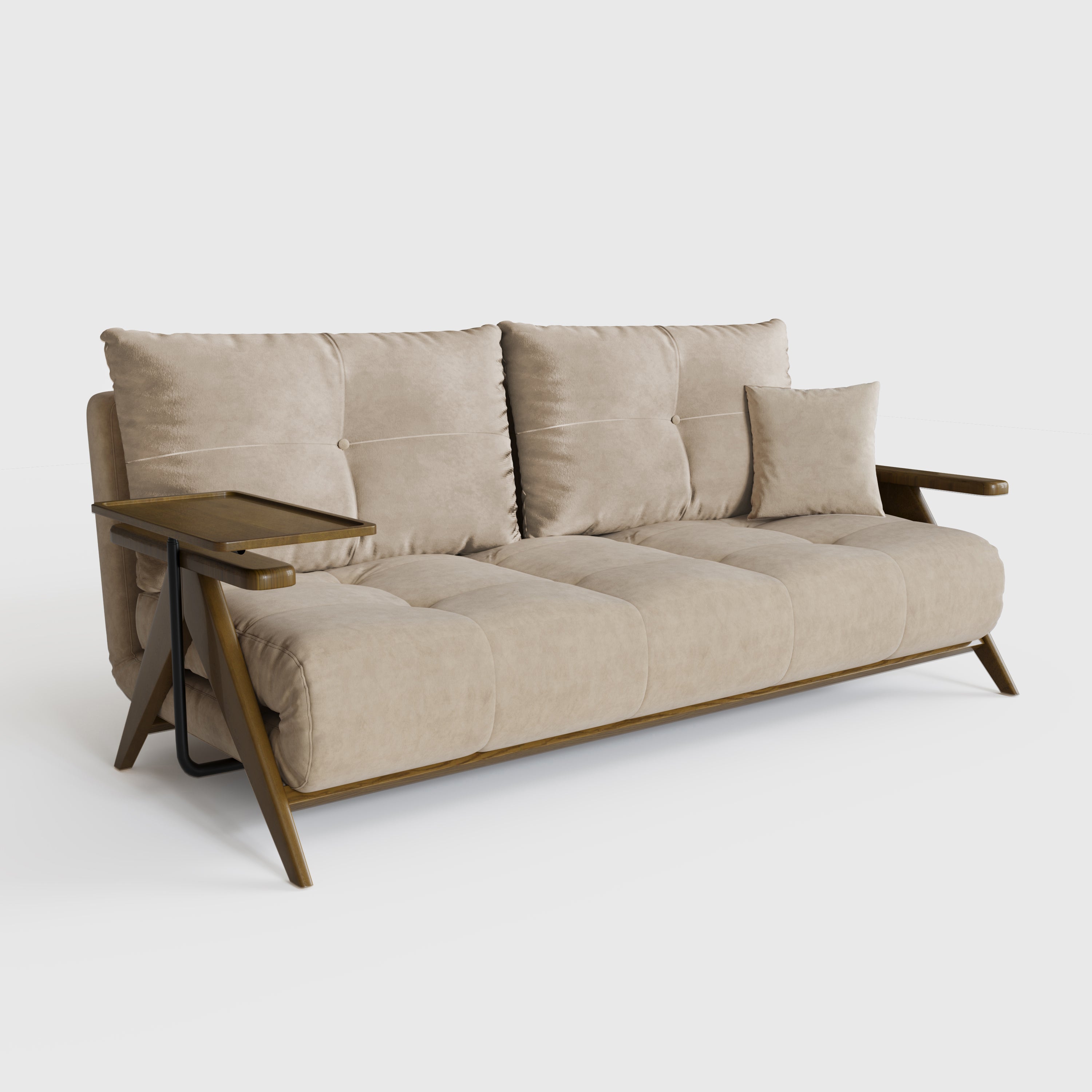 Foldable Matte Fabric Solid Wood 3 Mode Sofa Bed