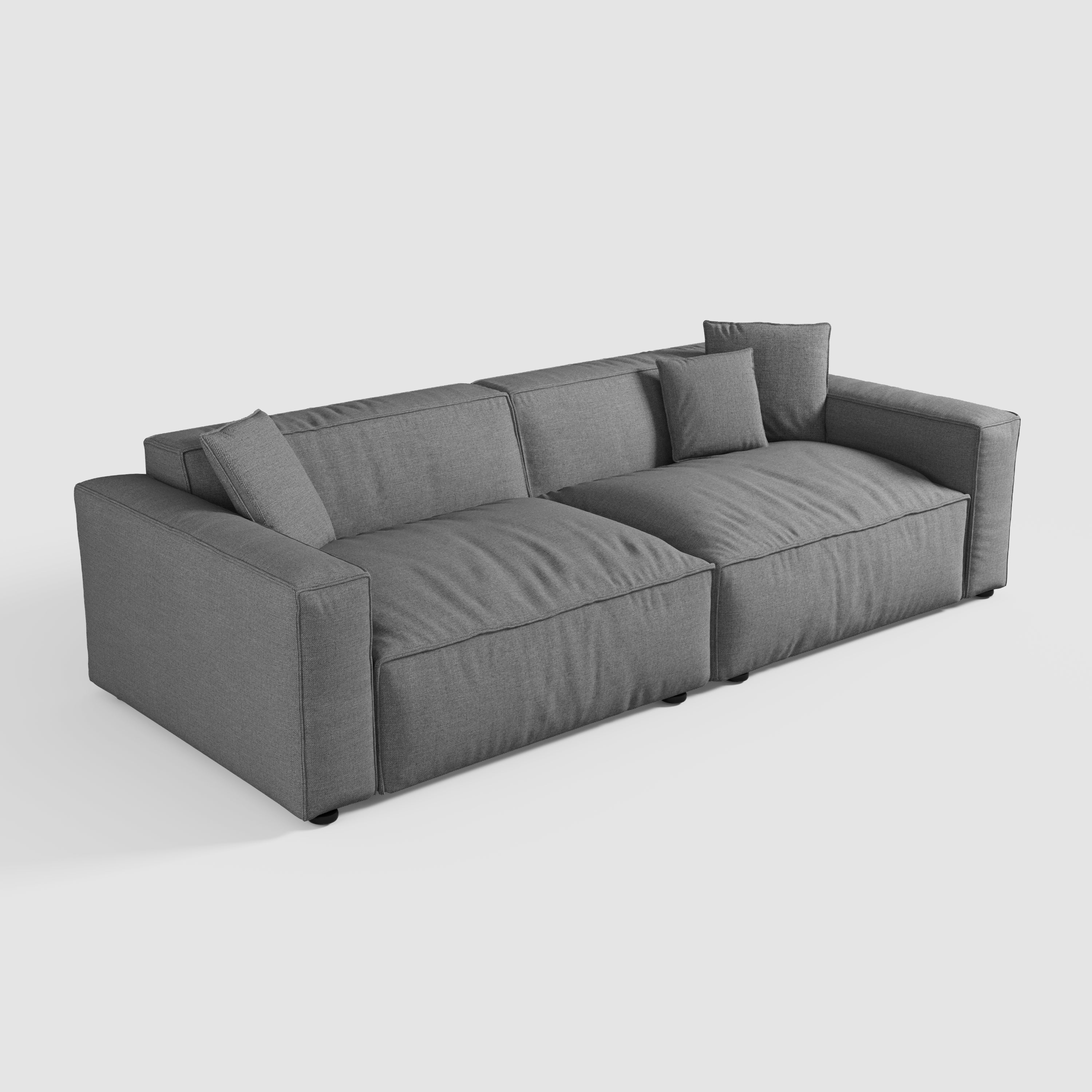 Elegant Linen Tofu Block Fabric Down Sofa