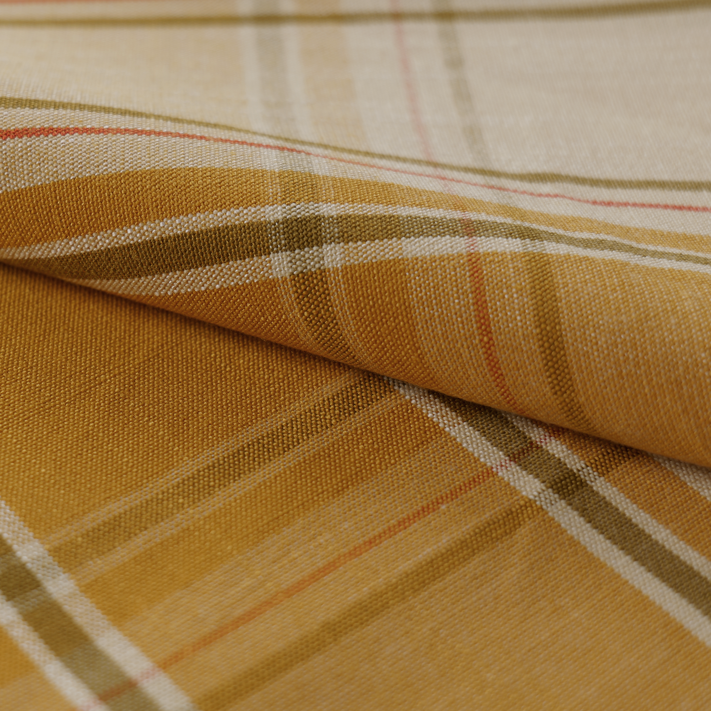 Mid-weight Tartan Check Fabric Cotton, Saffron Gold, PJ0844