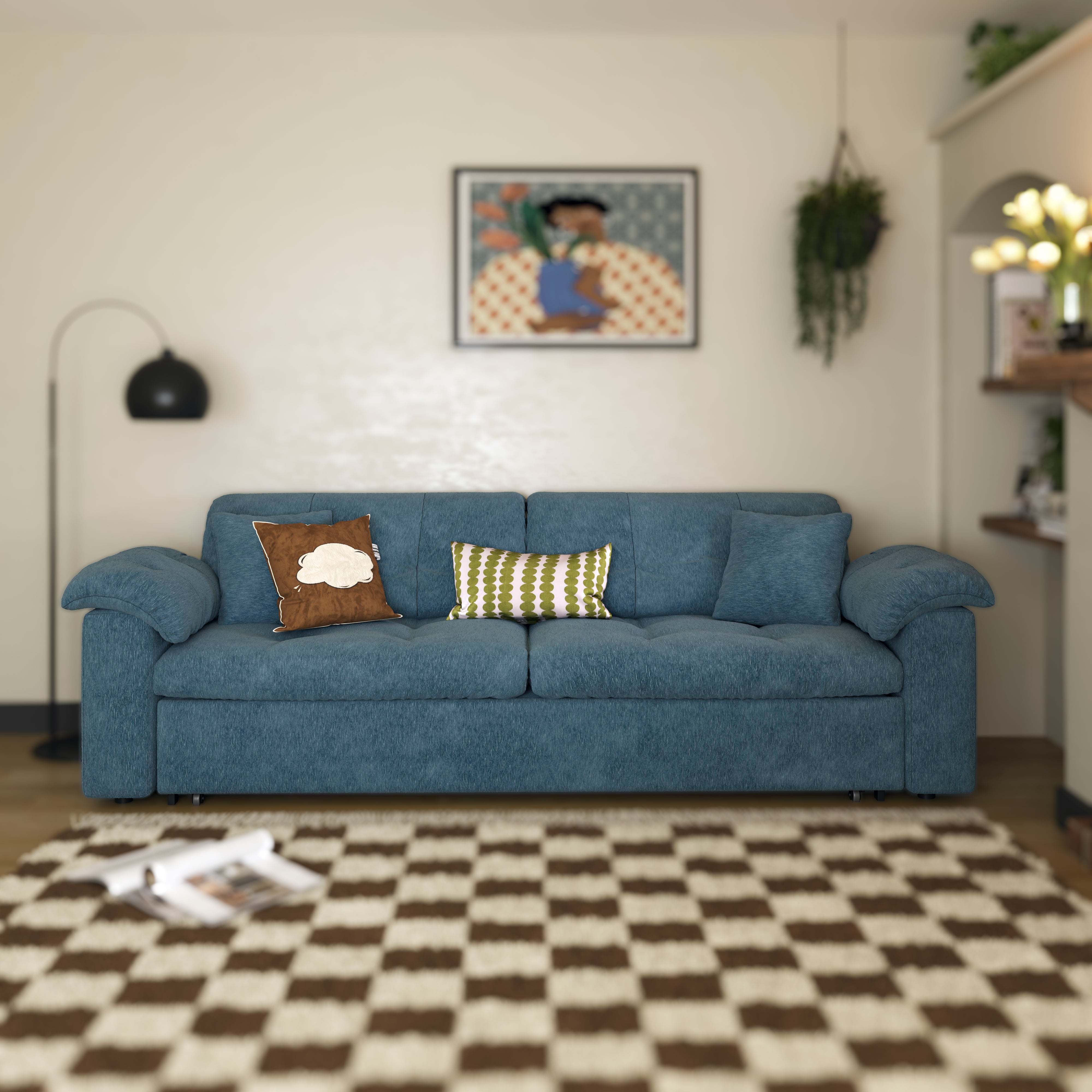 Multifunctional Sleeper Pull Out 2 Seater Sofa Bed with Storage Space