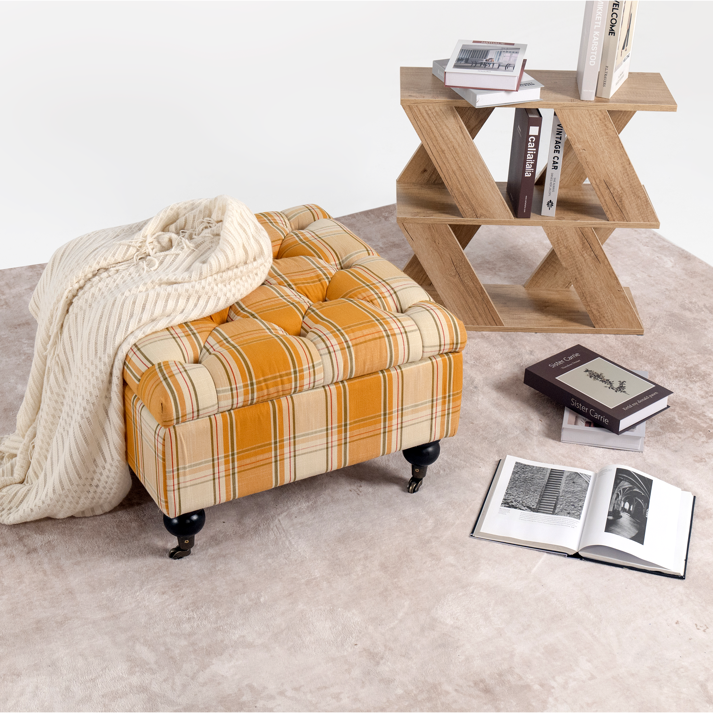 Heritage Check Tufted Ottoman