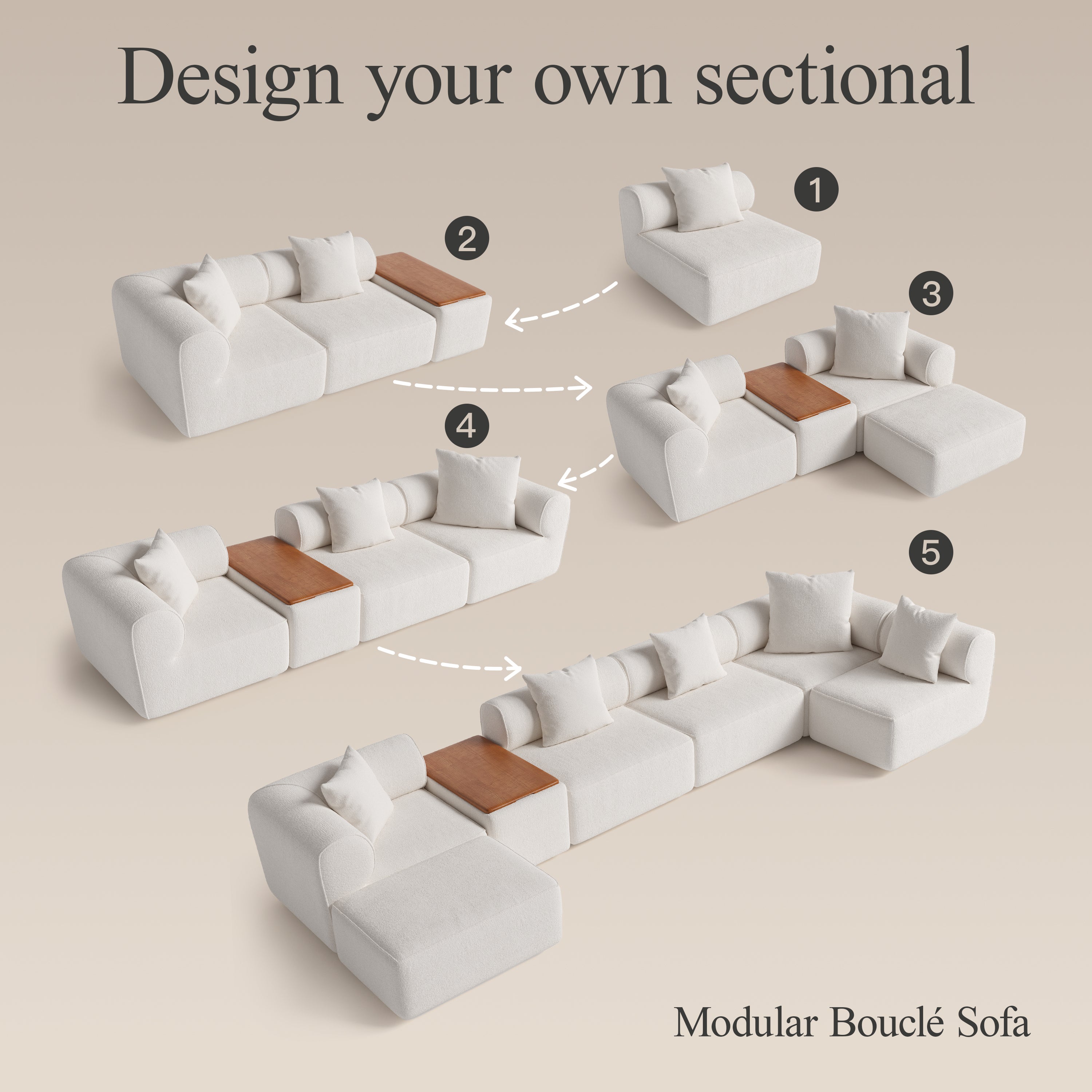 The Plump Modular Bouclé Sofa with Integrated Storage