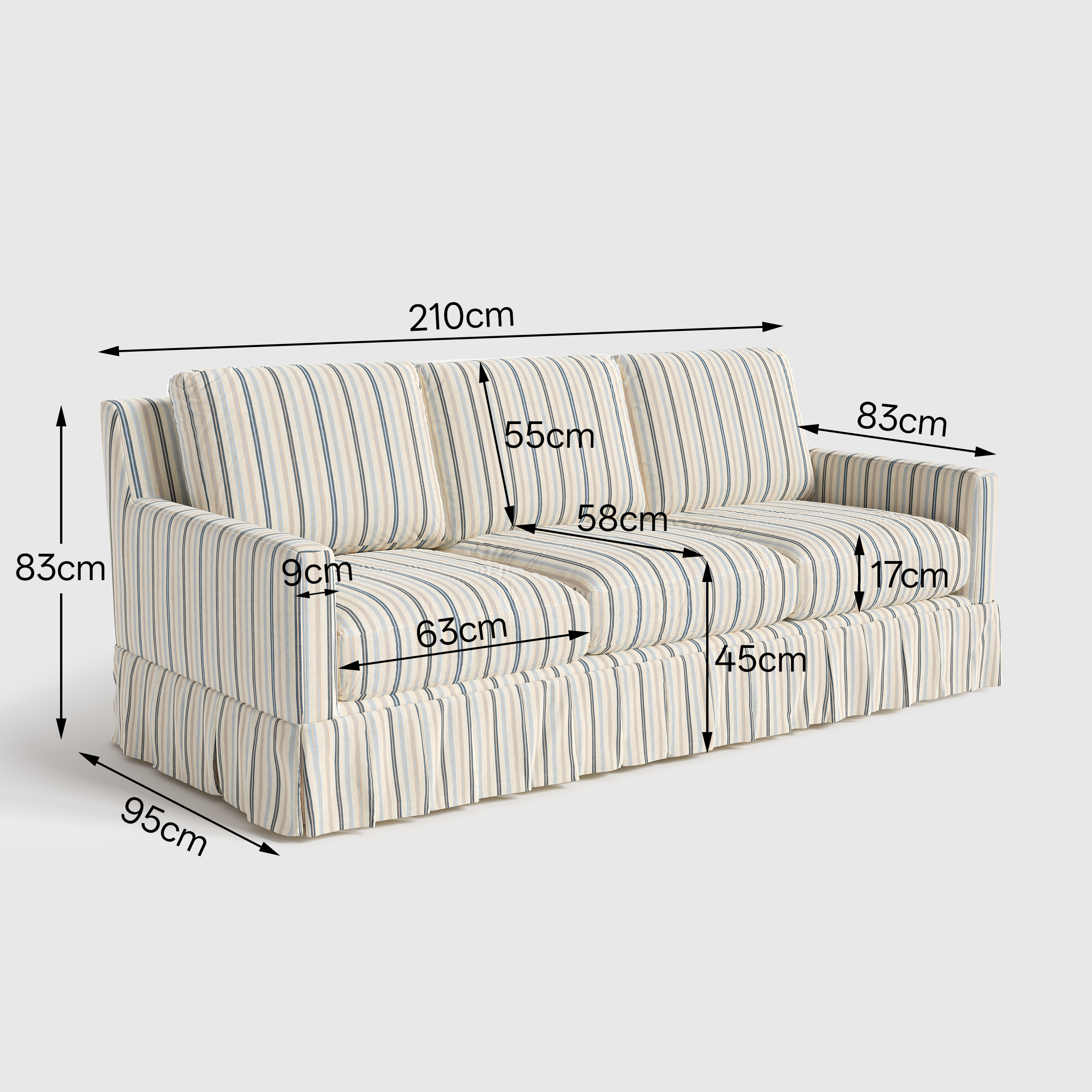 Minimalist Stylish Detachable Striped and Checkered Pattern Sofa