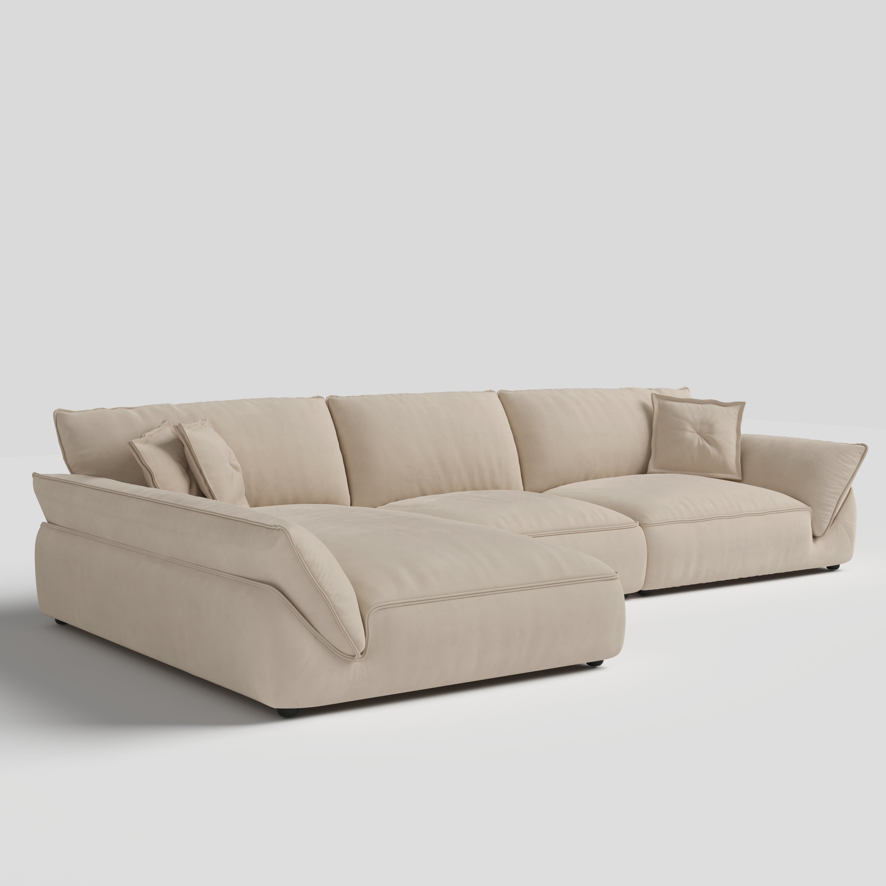 Cat-Scratch Resistant Fabric Elephant Ears Style Corner Sofa