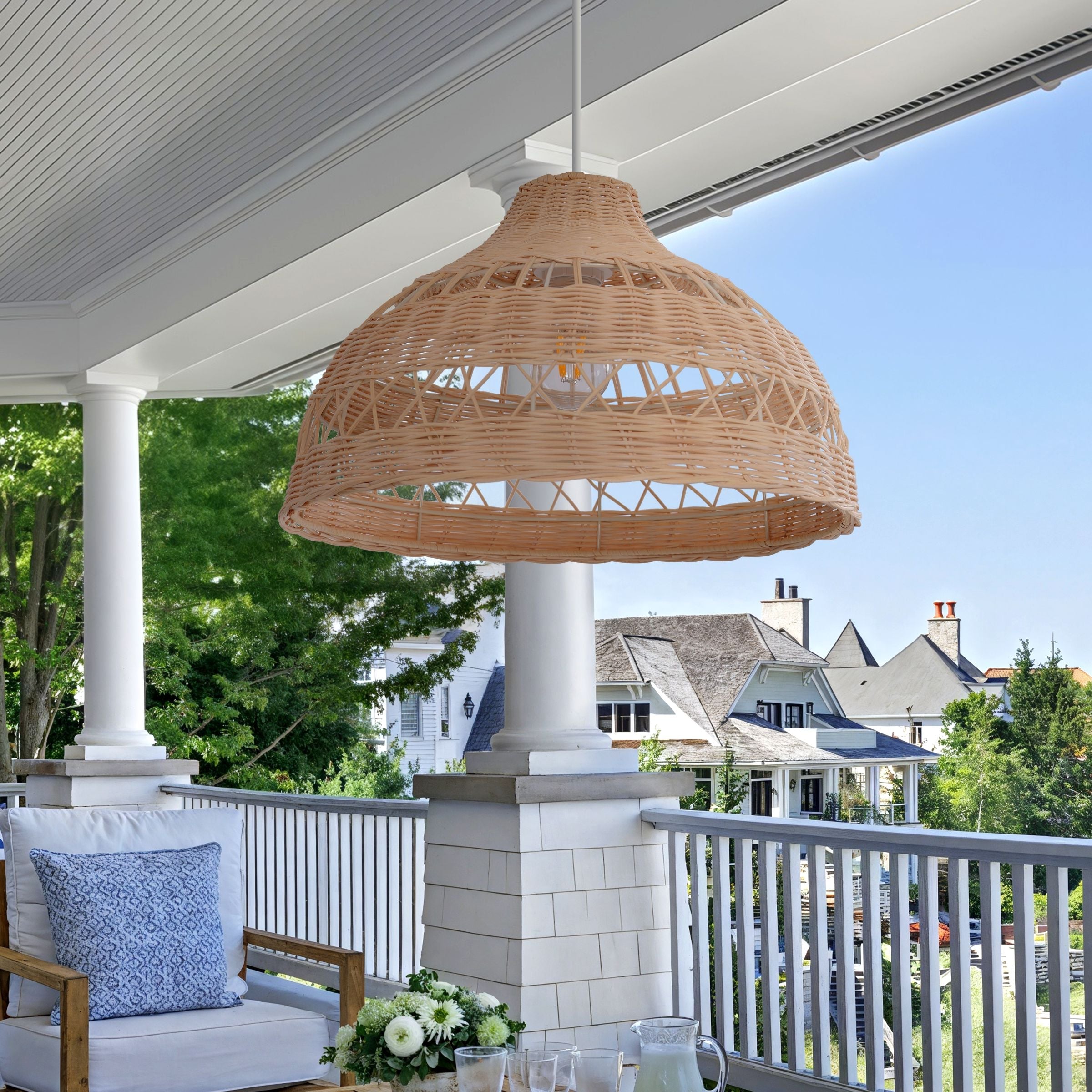 Lightsin Natural Rattan Pendant Light - Handwoven Ceiling Light, Durable & Rustic Lightsin UK