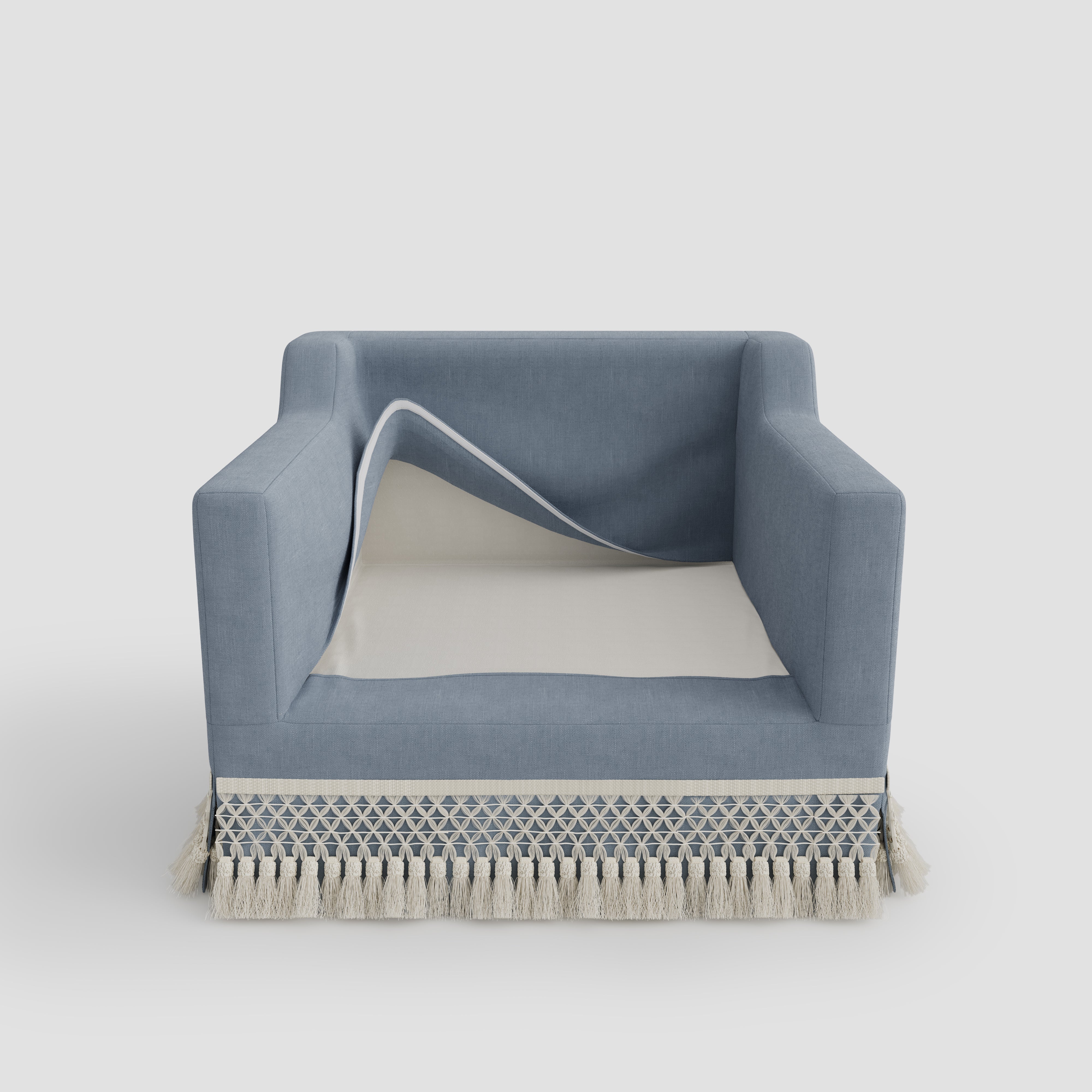 Cottonfy Cotton-Linen Washable Fringe 2 Seater Sofa