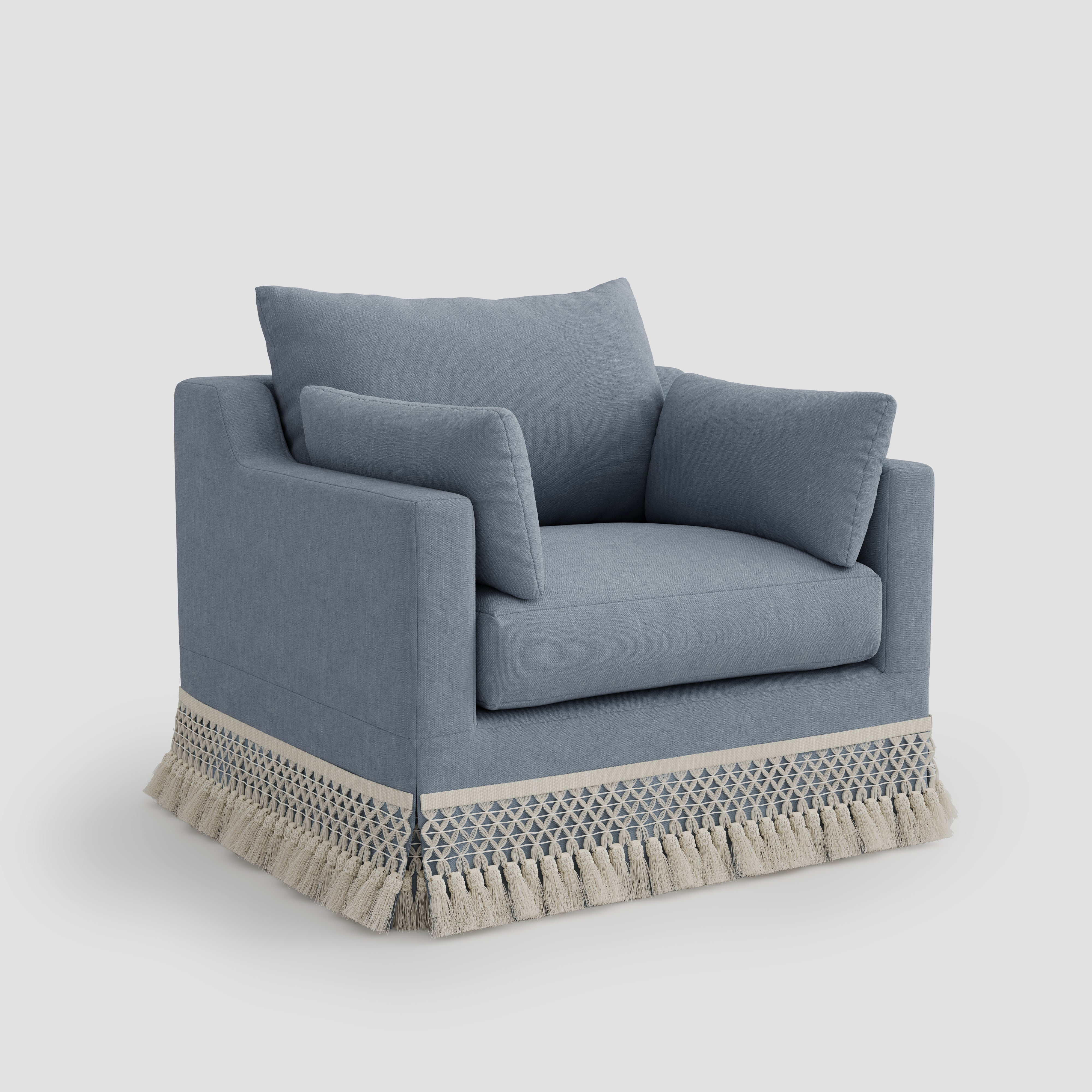 Cottonfy Cotton-Linen Washable Fringe 2 Seater Sofa