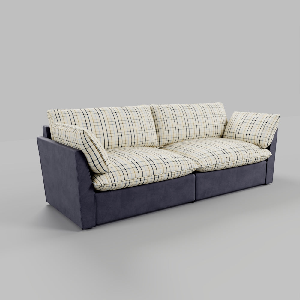 British Retro Check & Striped Sofa with Removable Covers