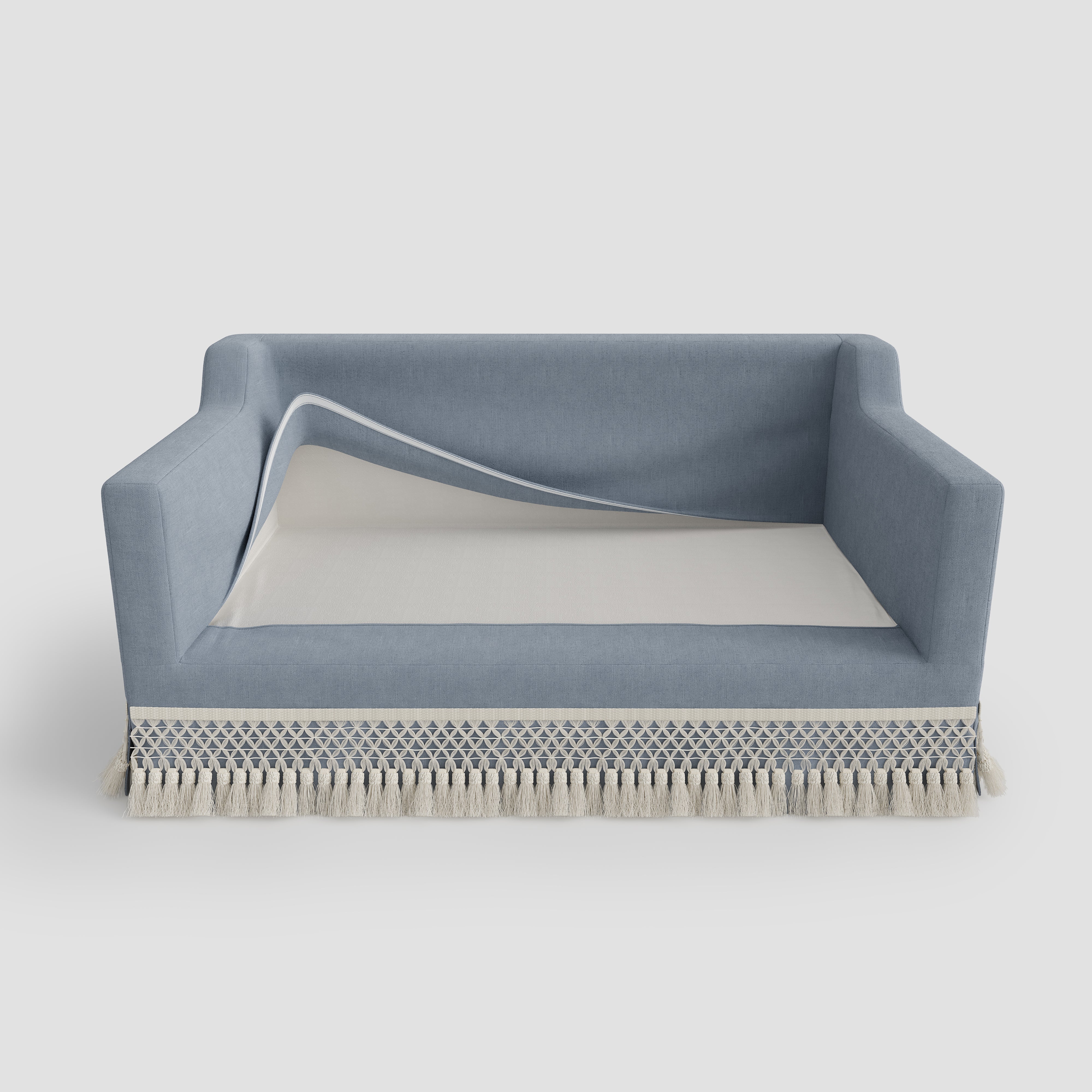 Cottonfy Cotton-Linen Washable Fringe 2 Seater Sofa