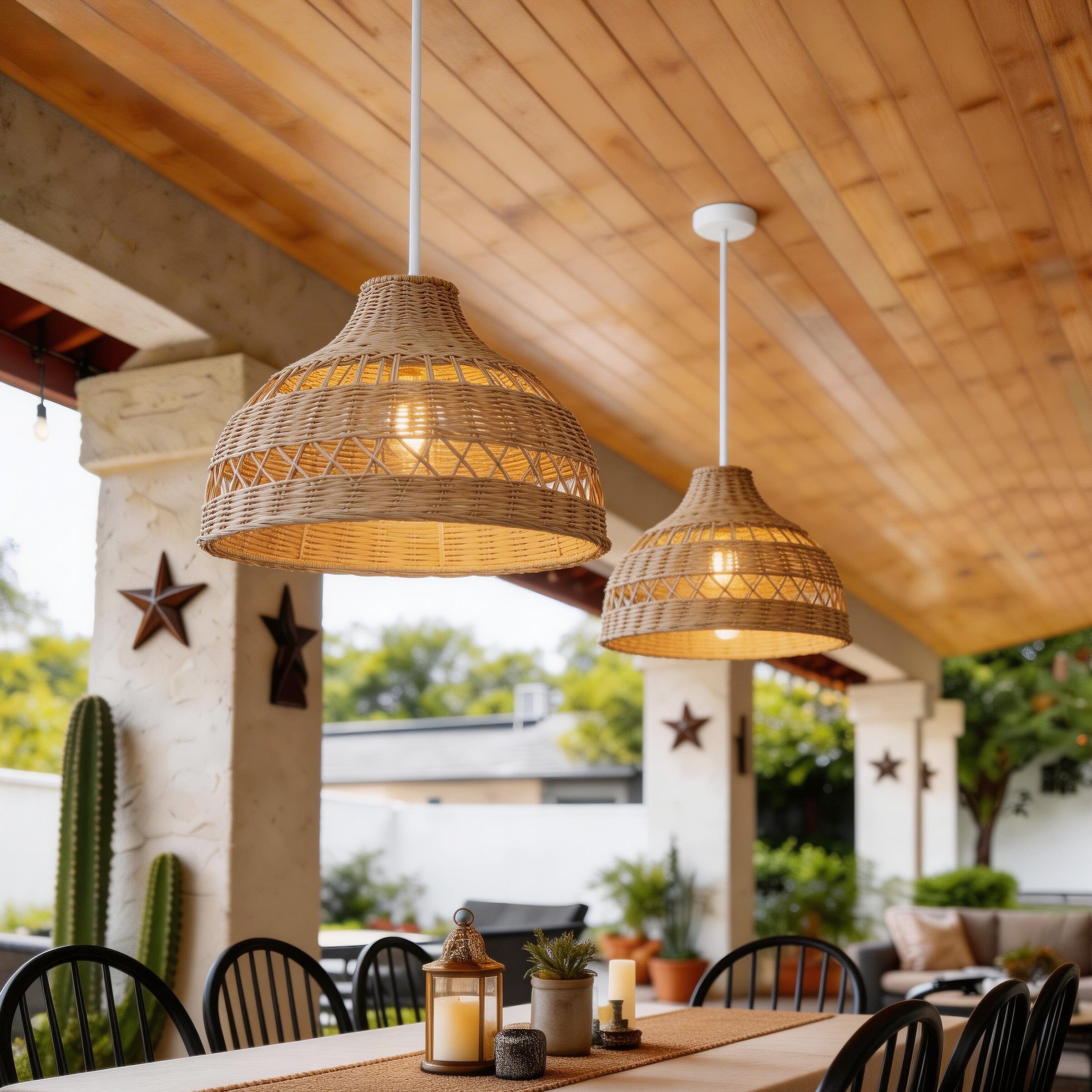Lightsin Cella-Natural Rattan Pendant Light - Handwoven Ceiling Light, Durable & Rustic Lightsin UK D60cm 2 Units