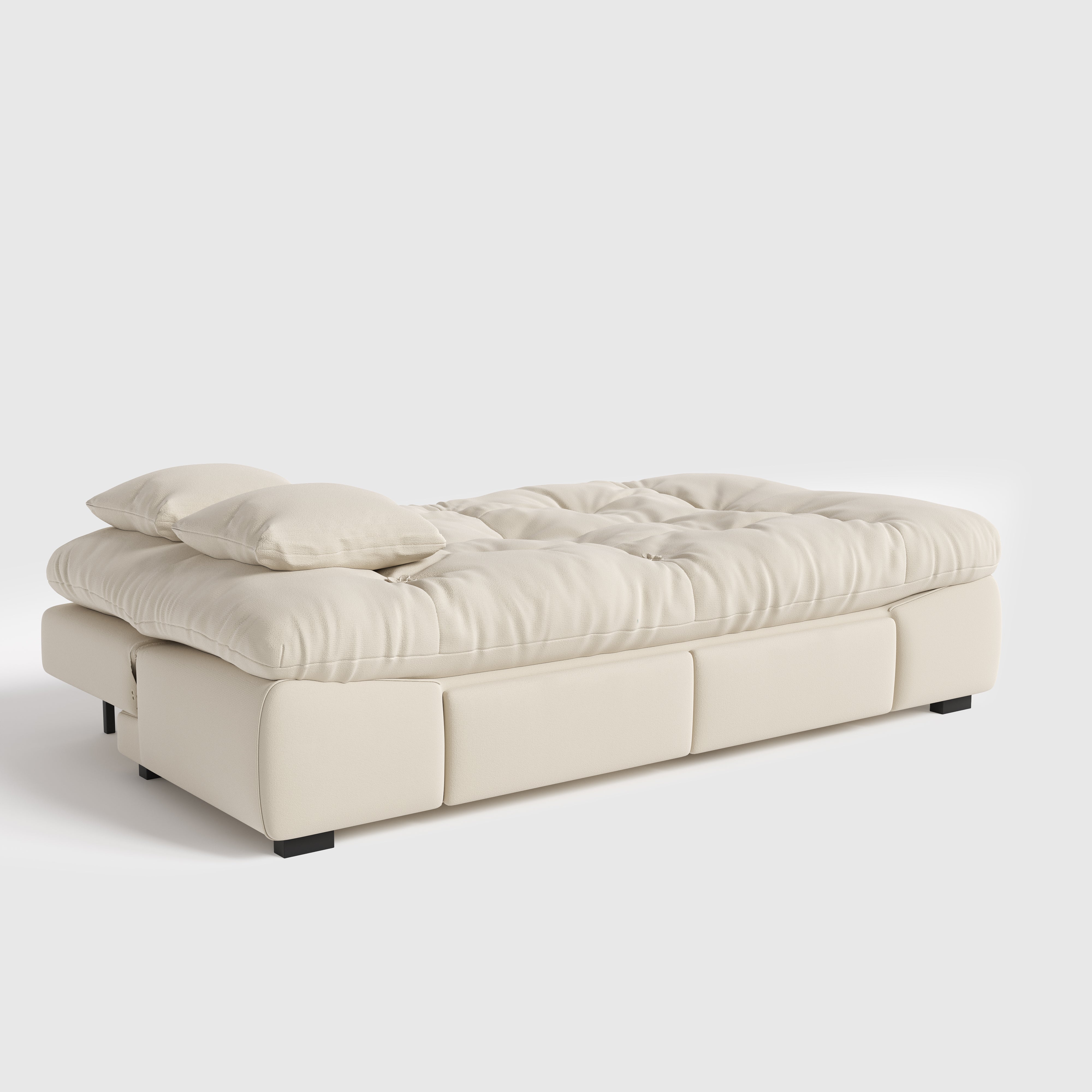 Upgrade Cream Cloud Double Folding Sofa Bed with Storage